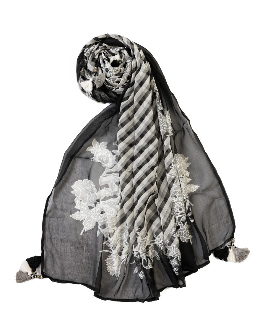Black Chiffon Stole | Jlst-S-Stl-23-2635