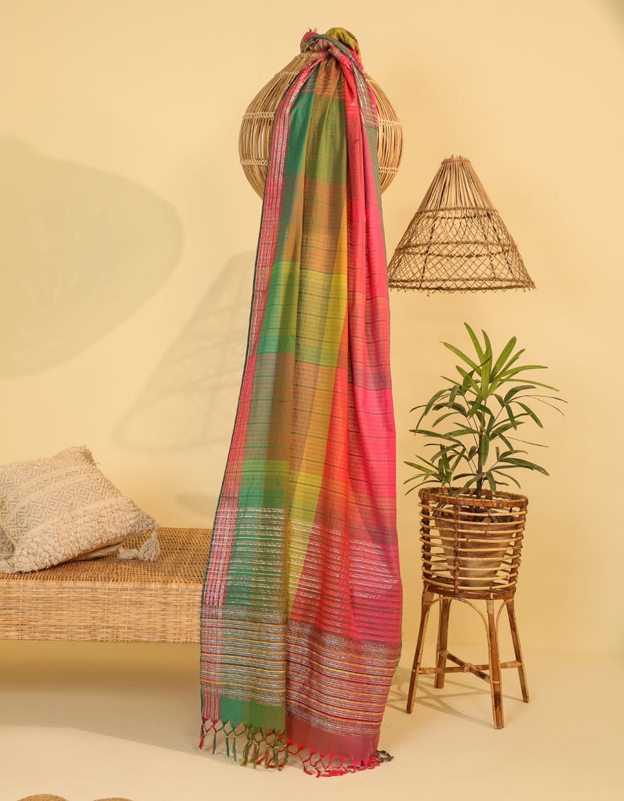 Multicolor Handwoven-Dyed Dupatta | Jlst-S-Stl-23-2647