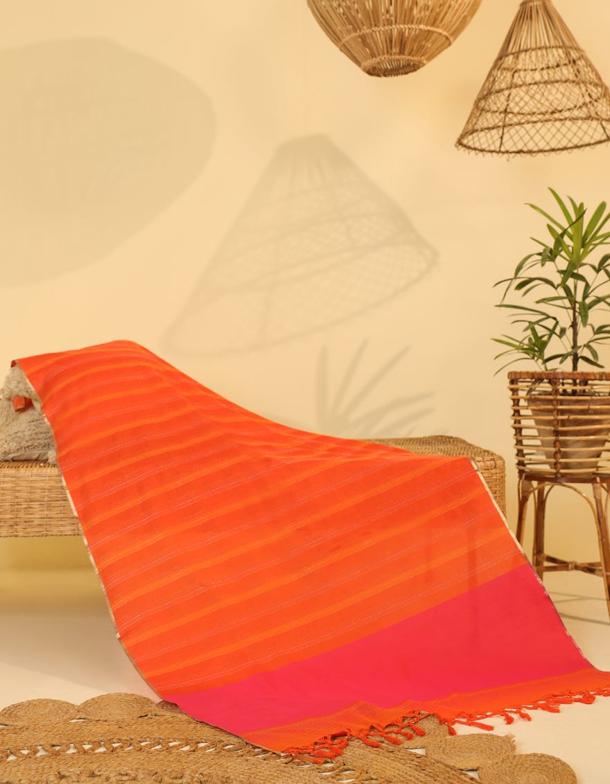 Orange Handwoven-Dyed Dupatta | Jlst-S-Stl-23-2648