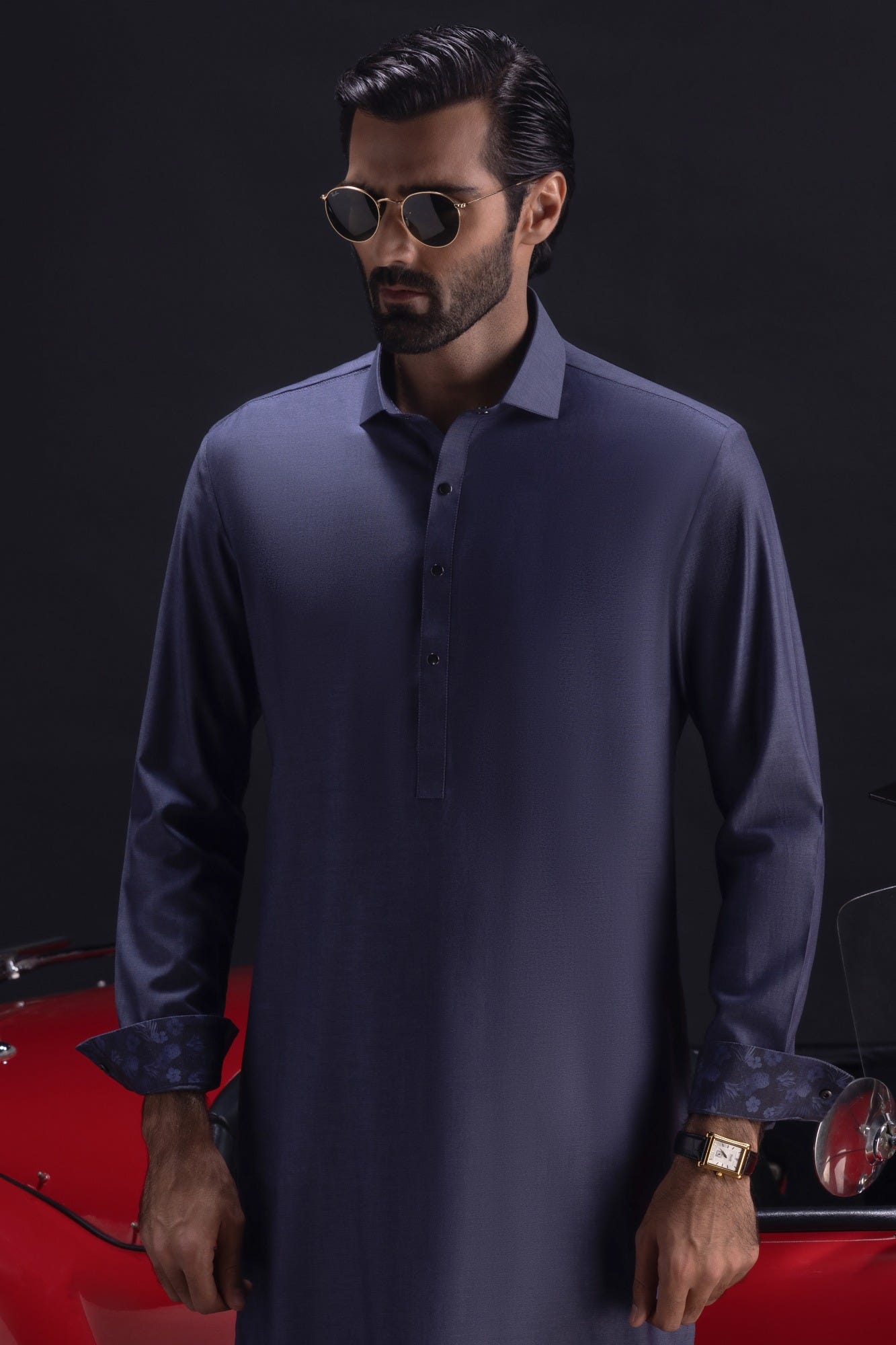 Shanghai - Stone Blue Cotton Kurta Trouser