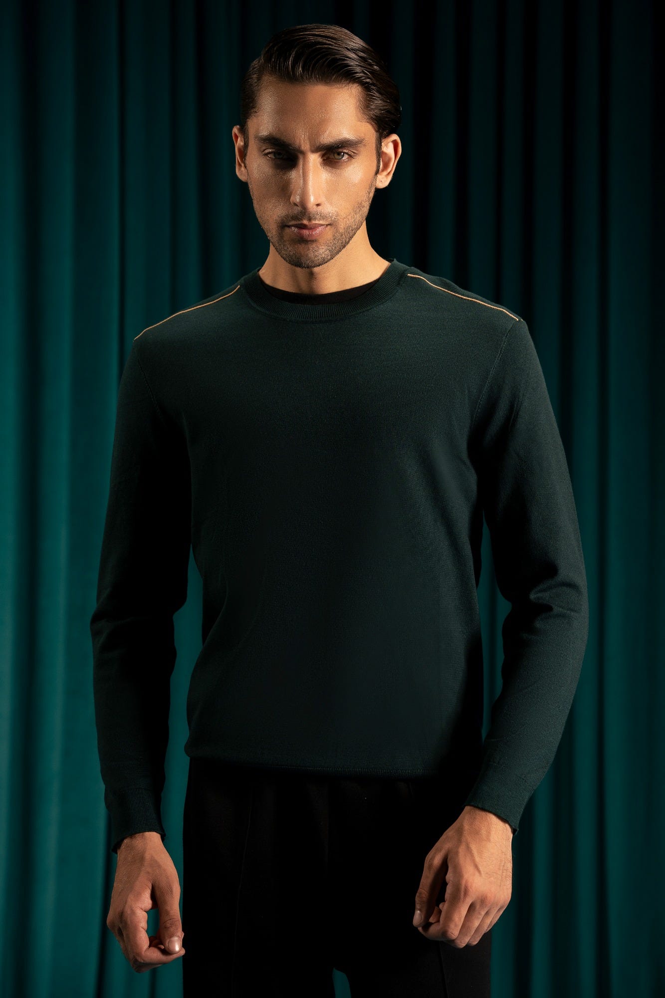 GREEN LYOCELL CREW NECK SWEATER | CC-SWT-0014