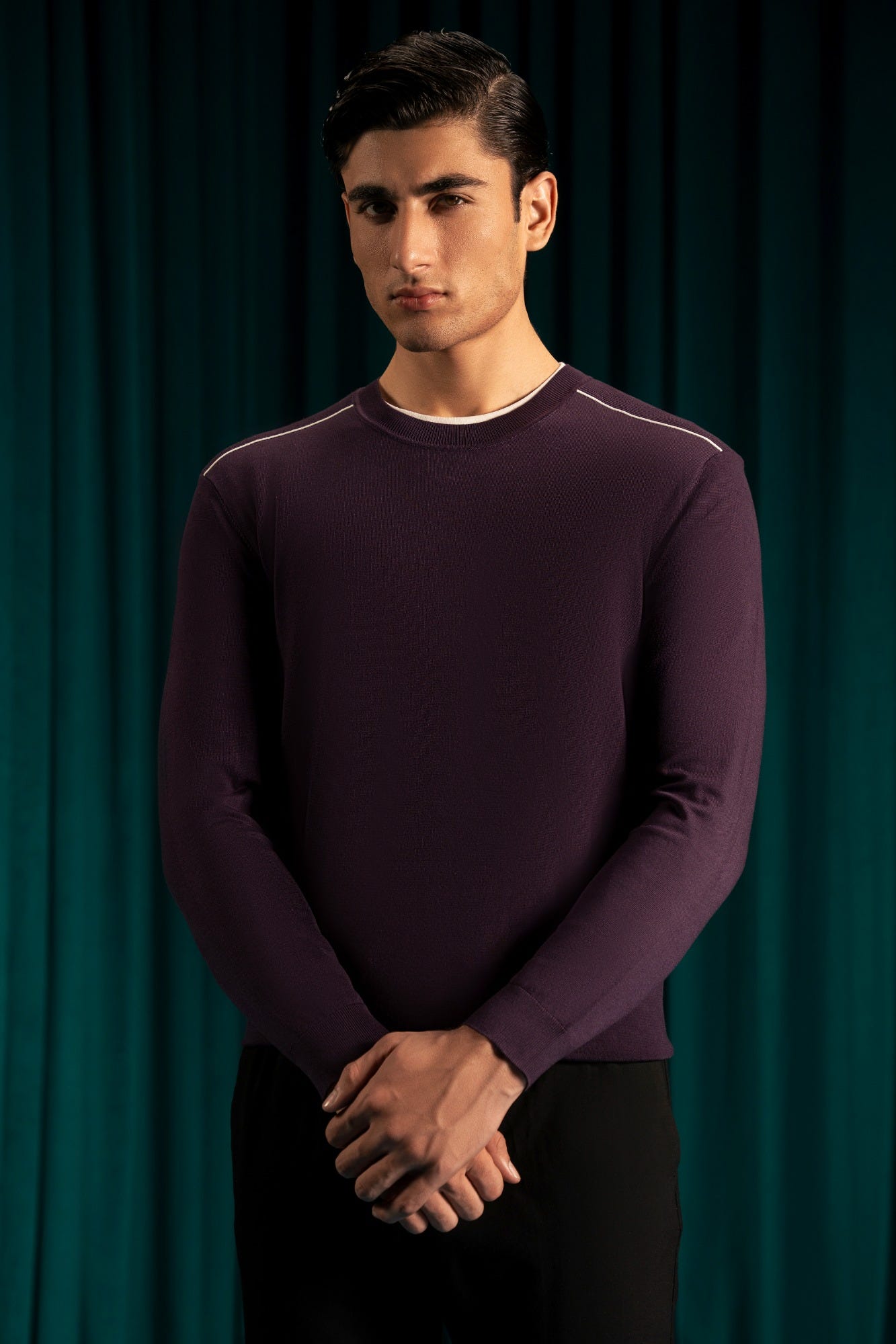 Purple Lyocell Crew Neck Sweater | Cc Swt 0015