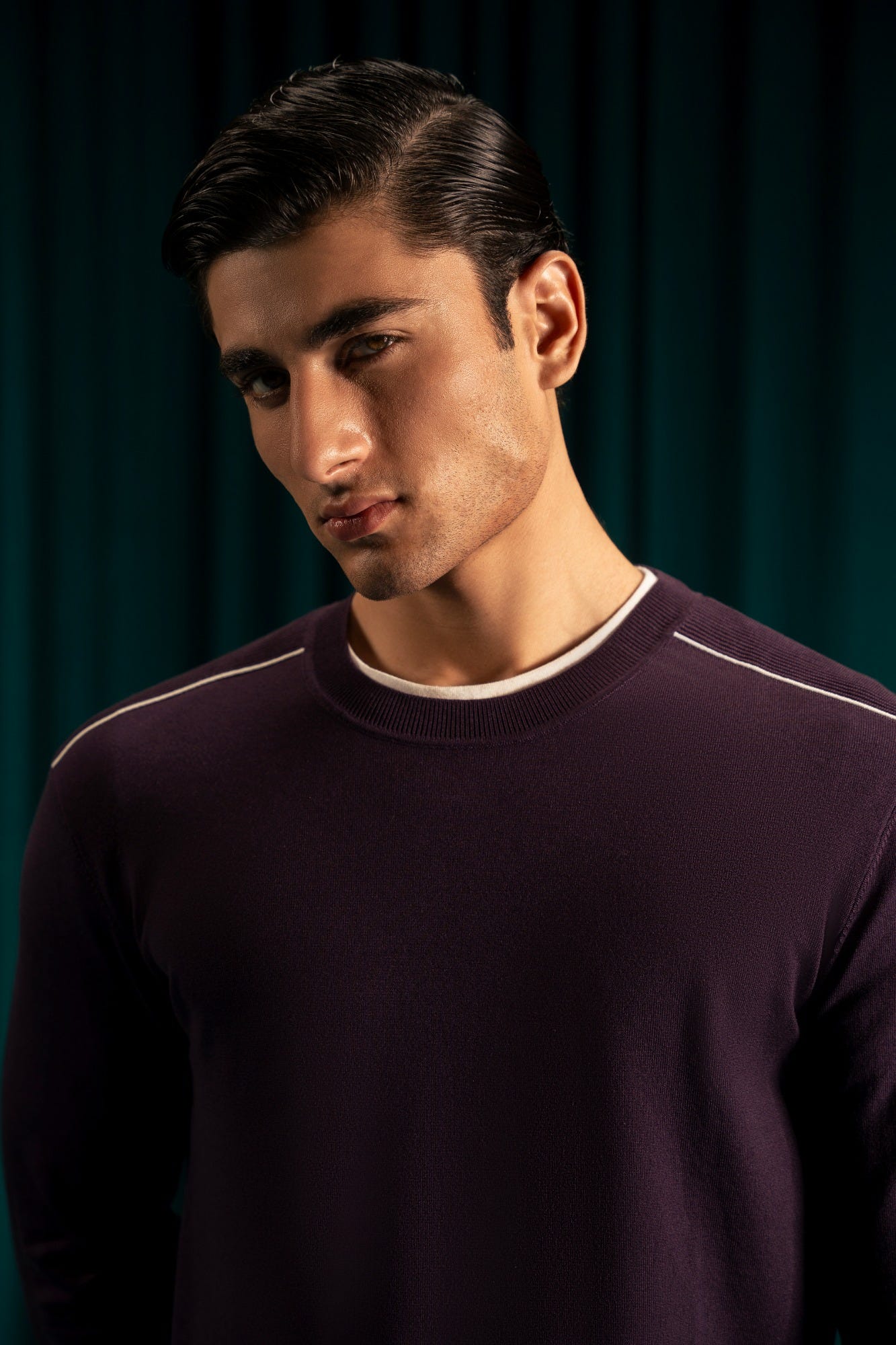 Purple Lyocell Crew Neck Sweater | Cc Swt 0015