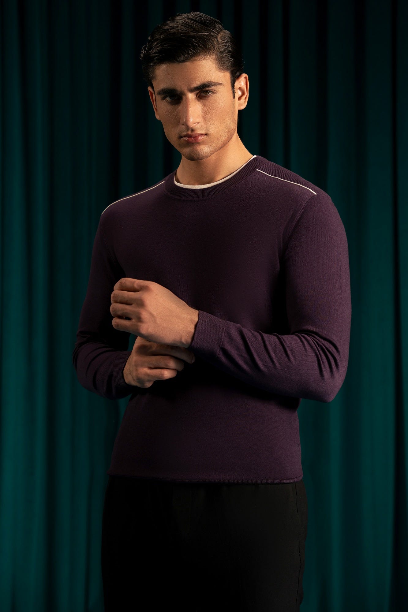 Purple Lyocell Crew Neck Sweater | Cc Swt 0015