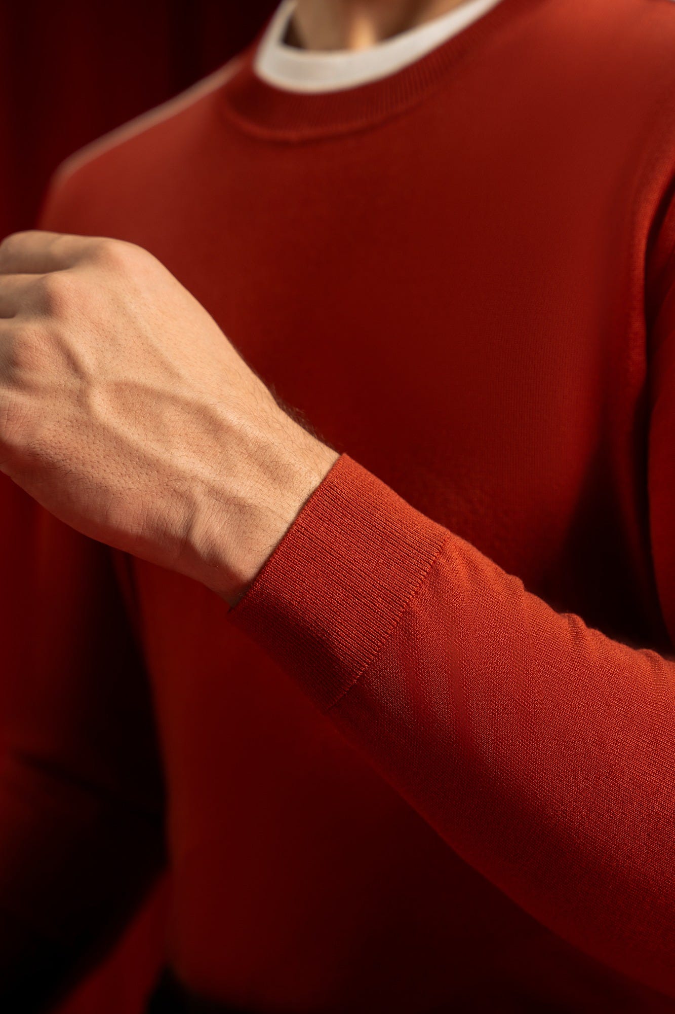Rust Lyocell Crew Neck Sweater | Cc Swt 0016