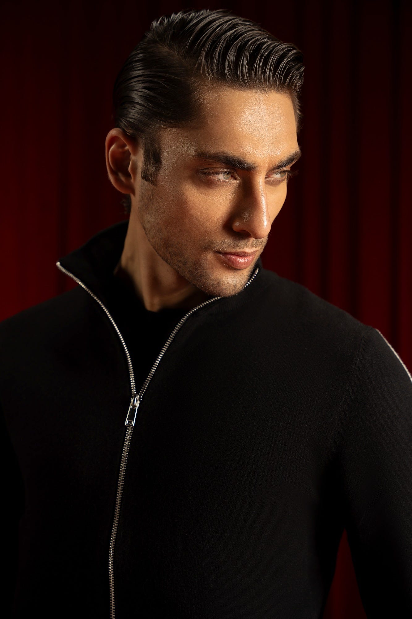 Black Gauge Cardigan Zipper | Cc Swt 0017