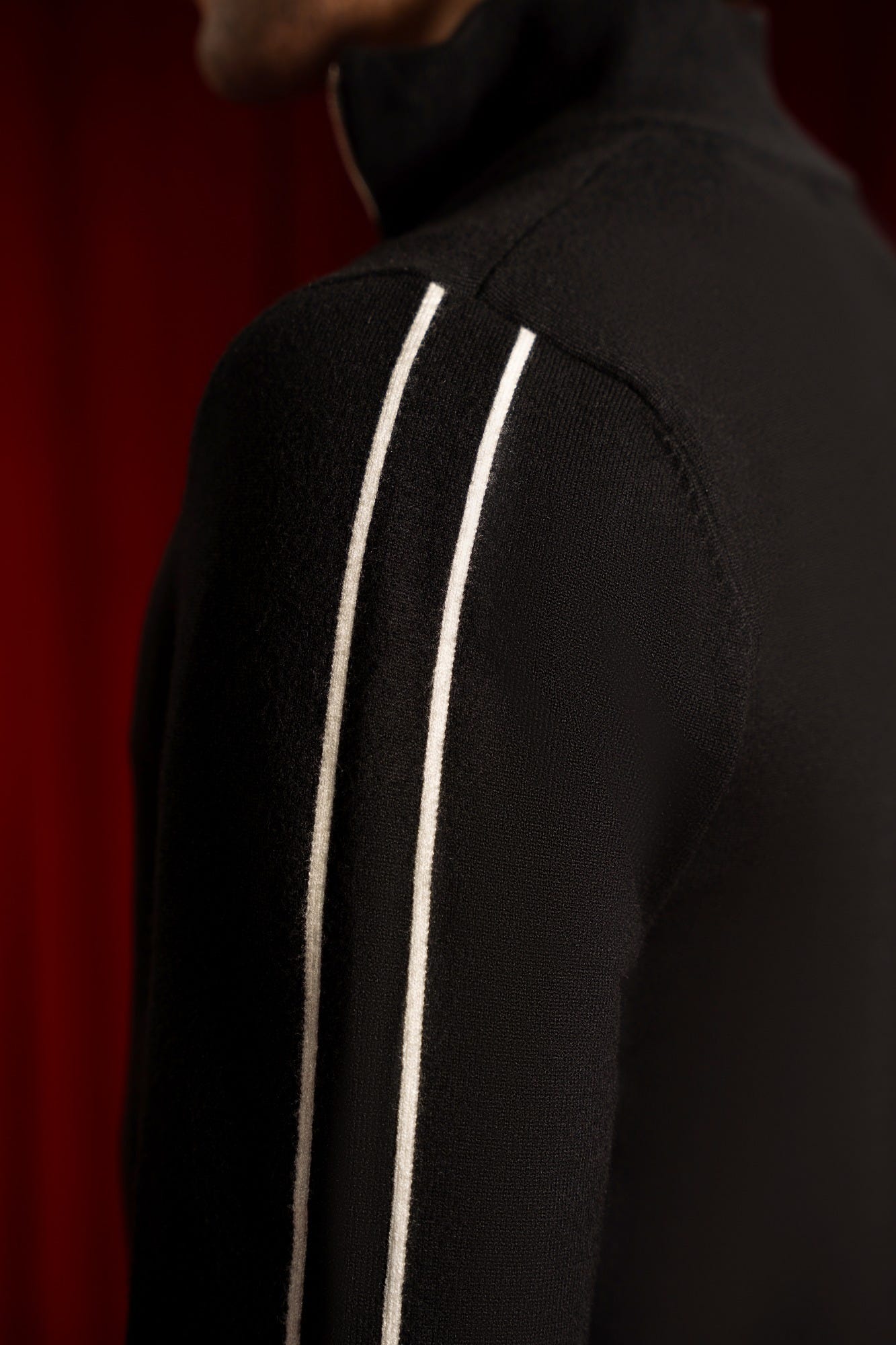 Black Gauge Cardigan Zipper | Cc Swt 0017