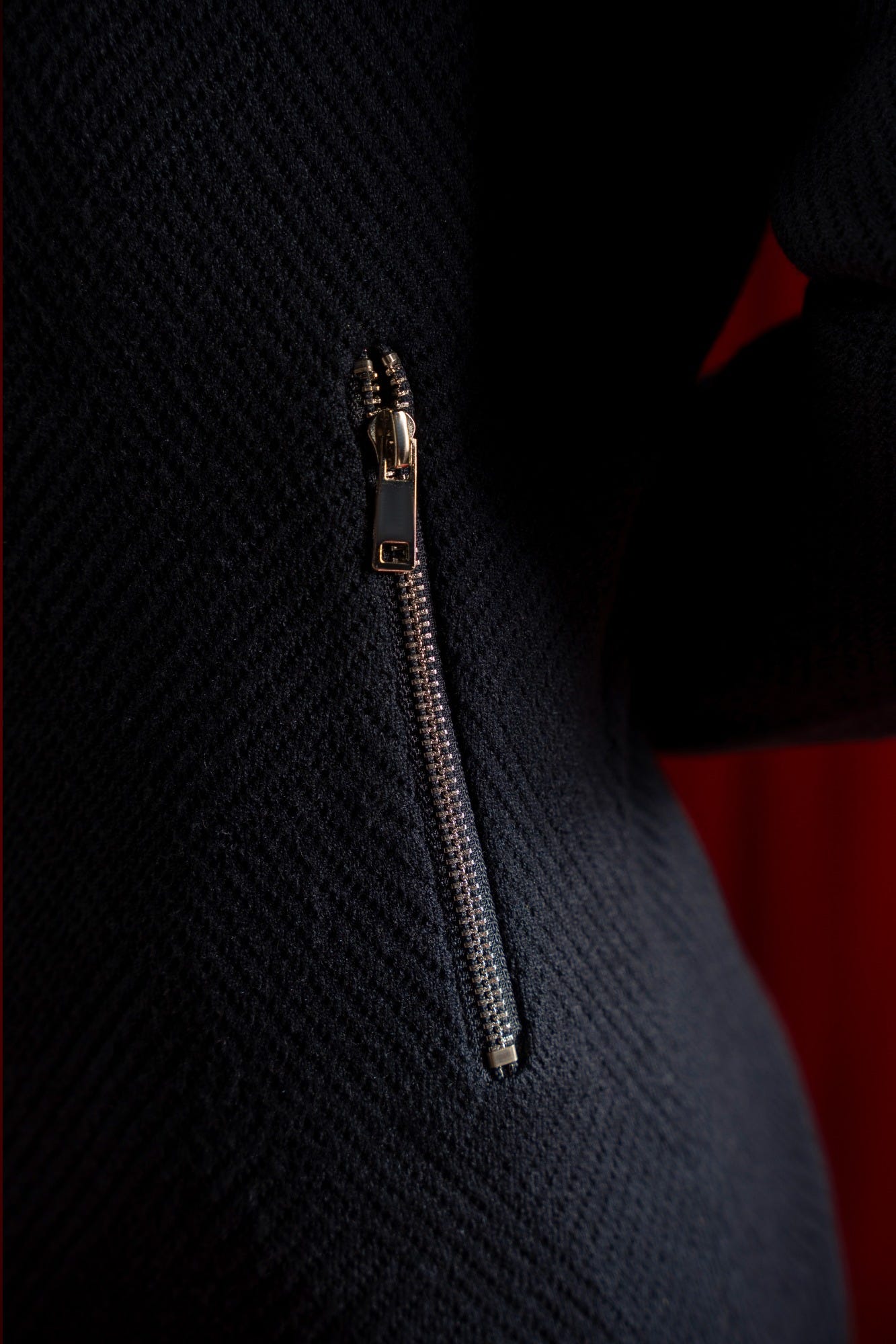 Navy Gauge Cardigan Zipper | Cc Swt 0020