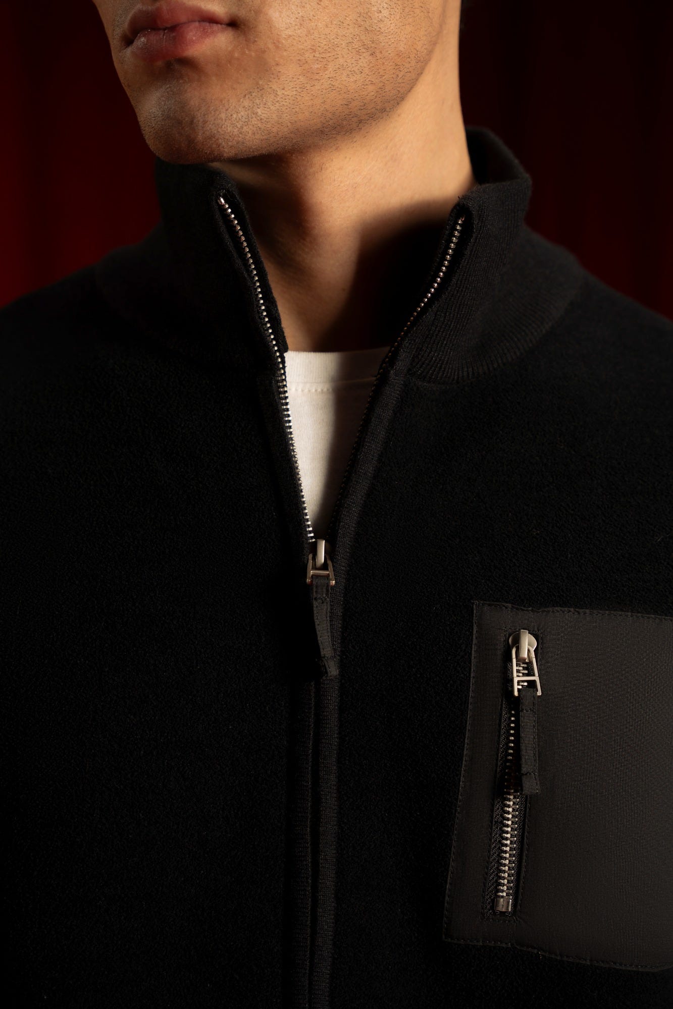 Black Nylon Cardigan Zipper Reece | Cc Swt 0021