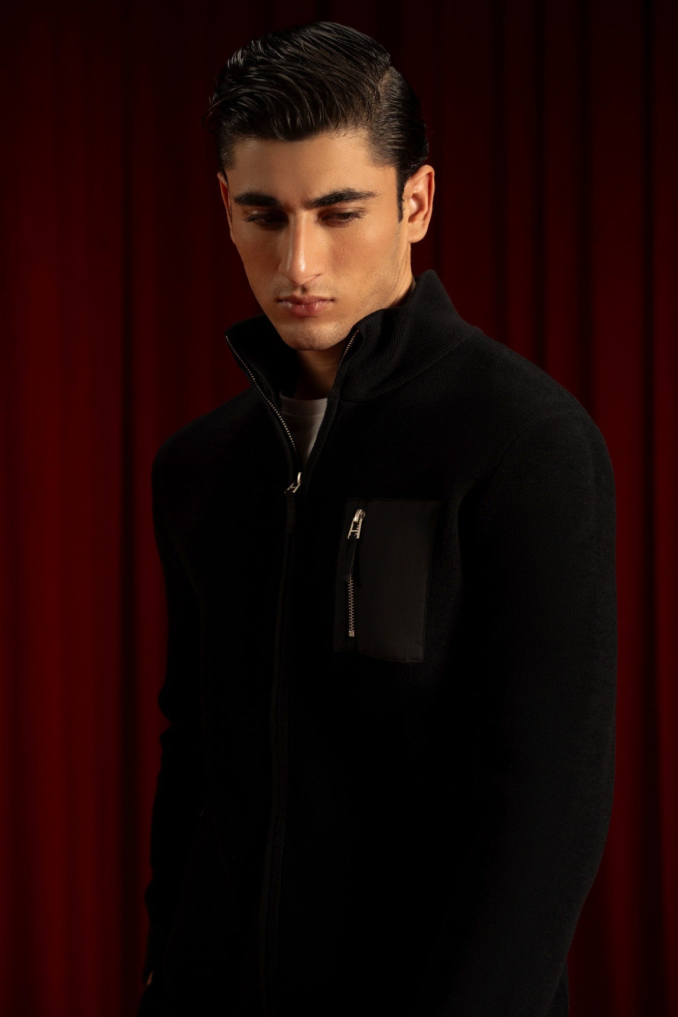 Black Nylon Cardigan Zipper Reece | Cc Swt 0021