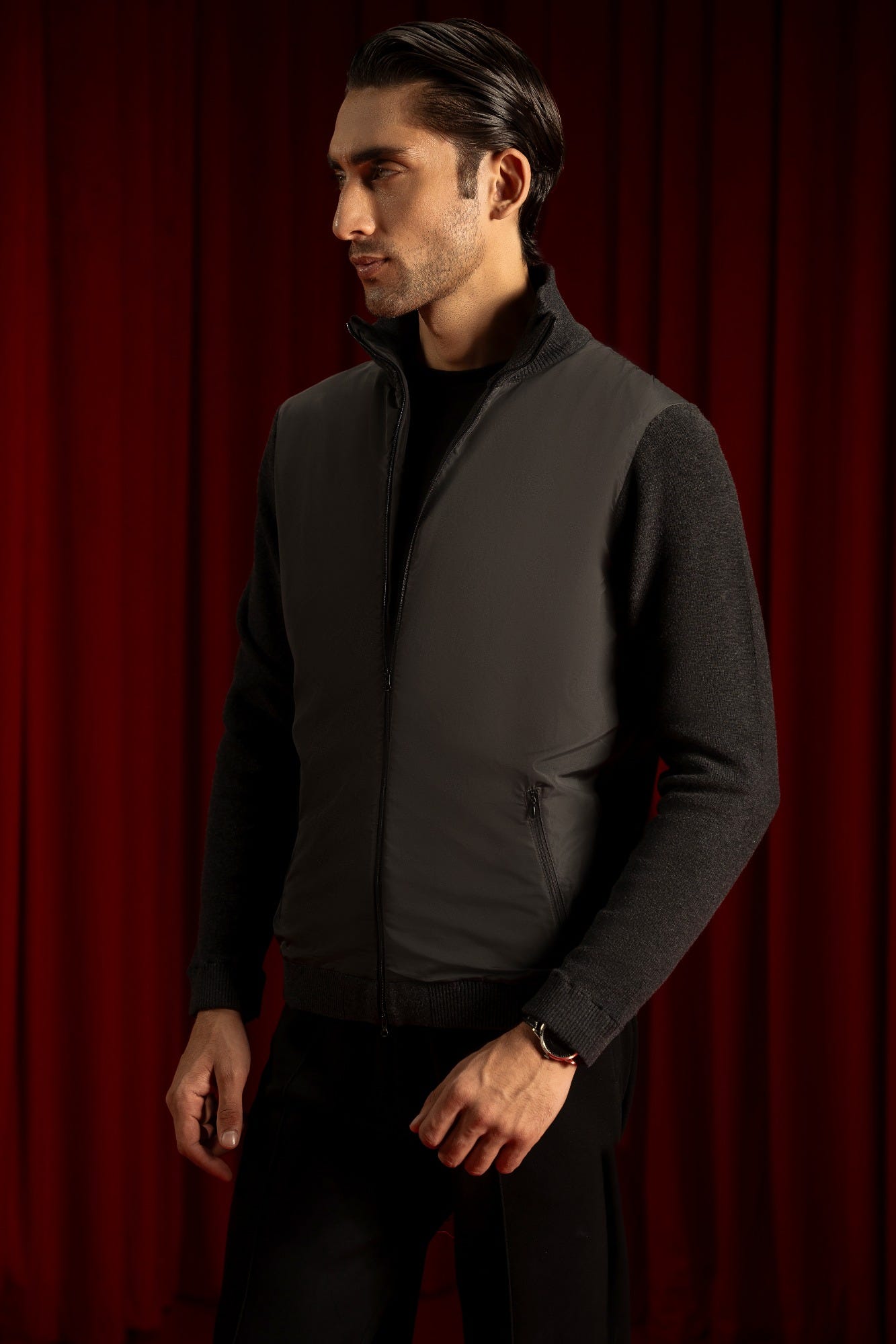 Dark Heather Cotton Hi Fashion Jacket | Cc Swt 0026
