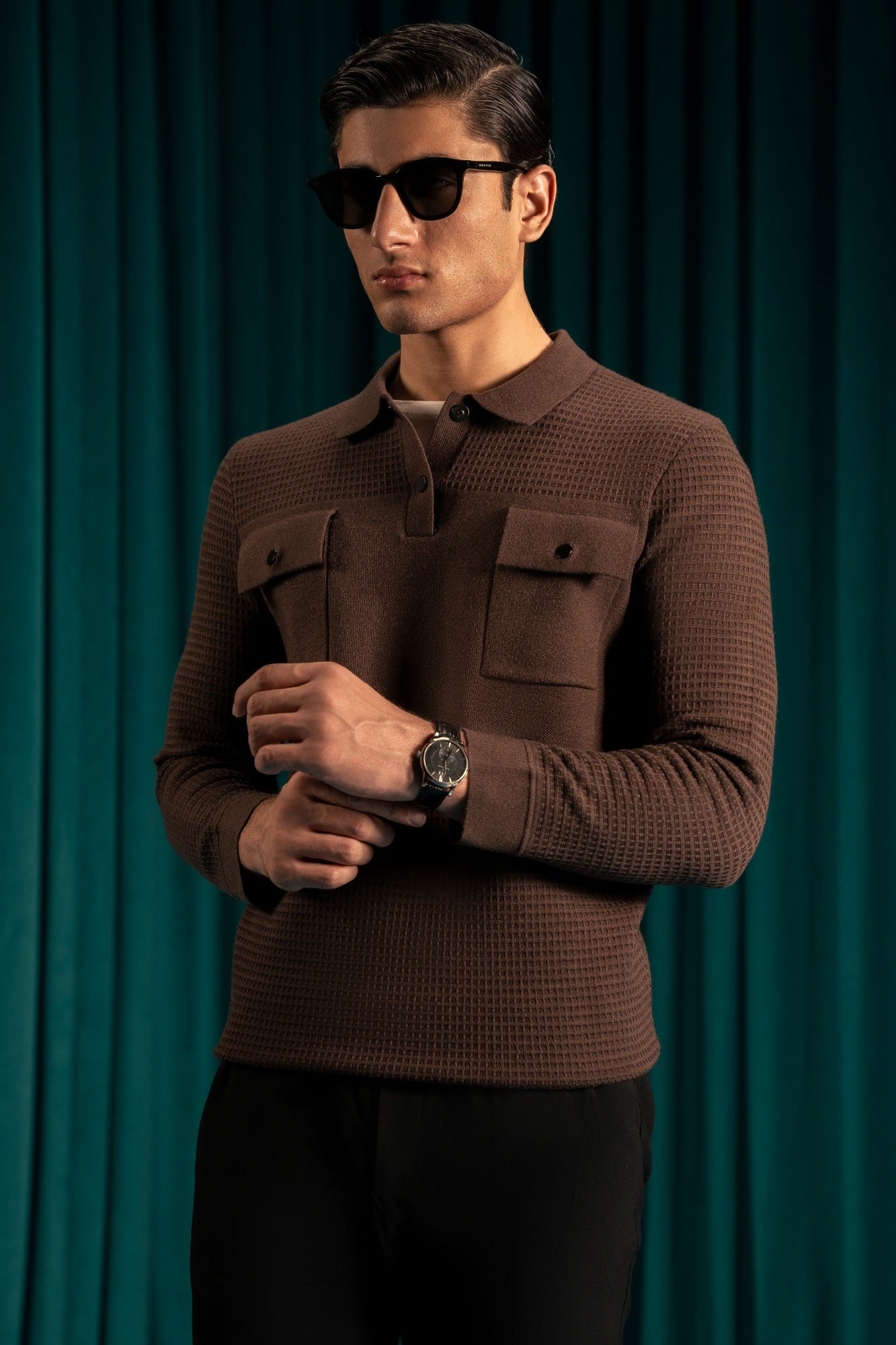 Brown Viscose Half Zipper Sweater | Cc Swt 0029