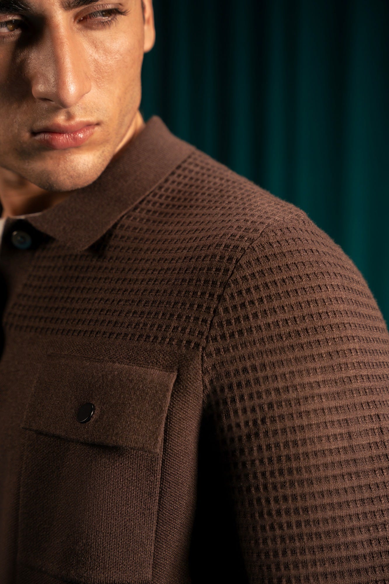 Brown Viscose Half Zipper Sweater | Cc Swt 0029