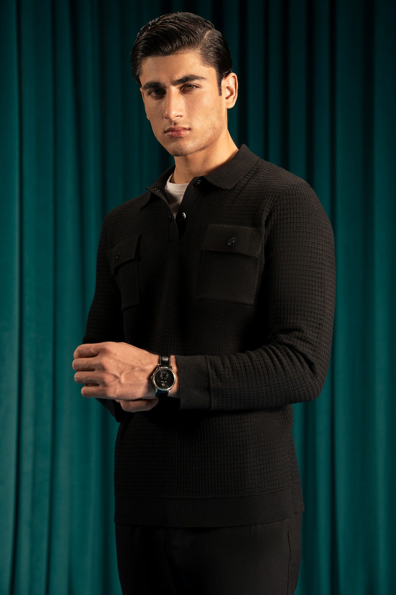 Black Viscose Half Zipper Sweater | Cc Swt 0030
