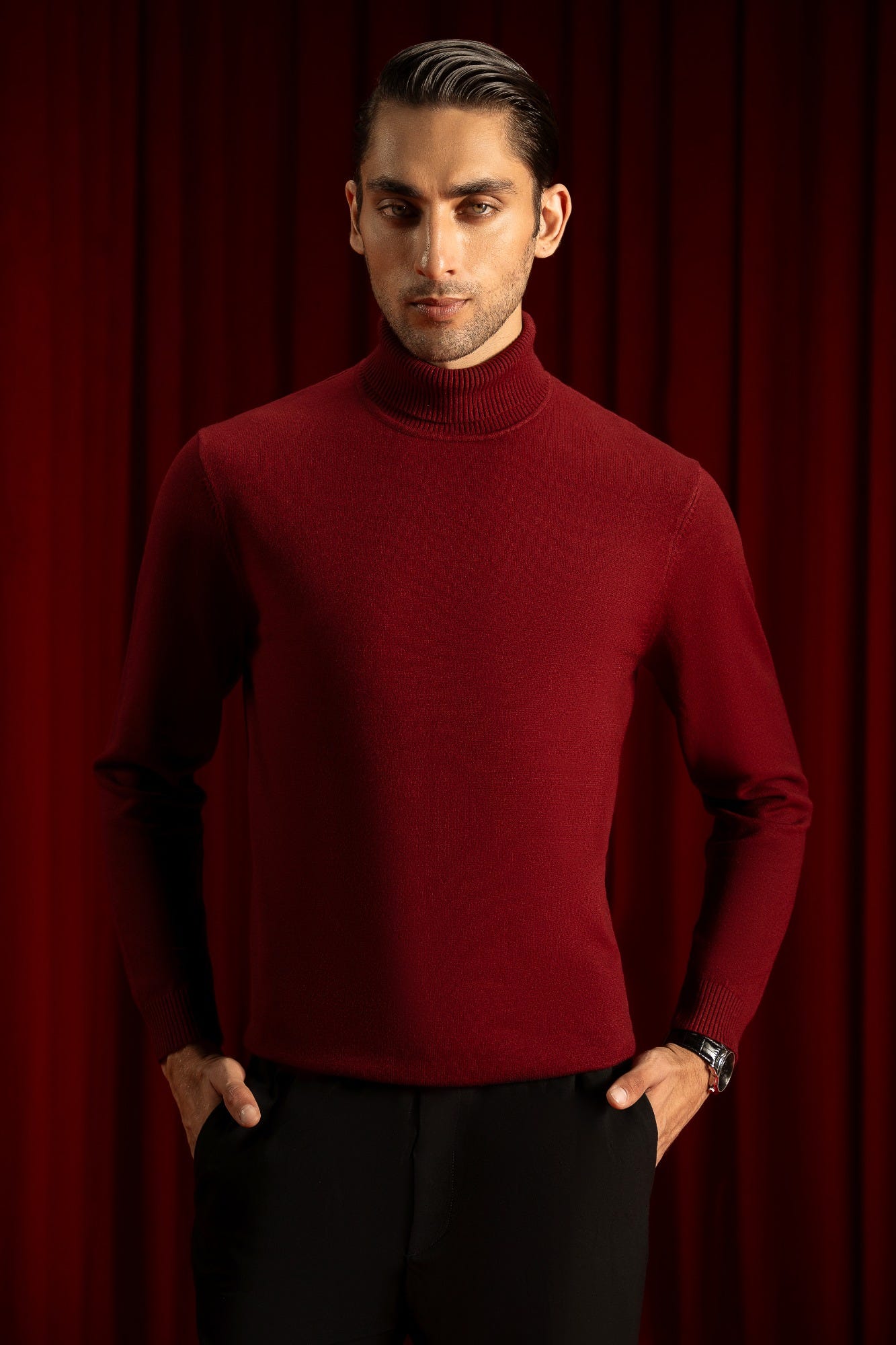 Burgundy Turtleneck Sweater | Cc Swt 0032