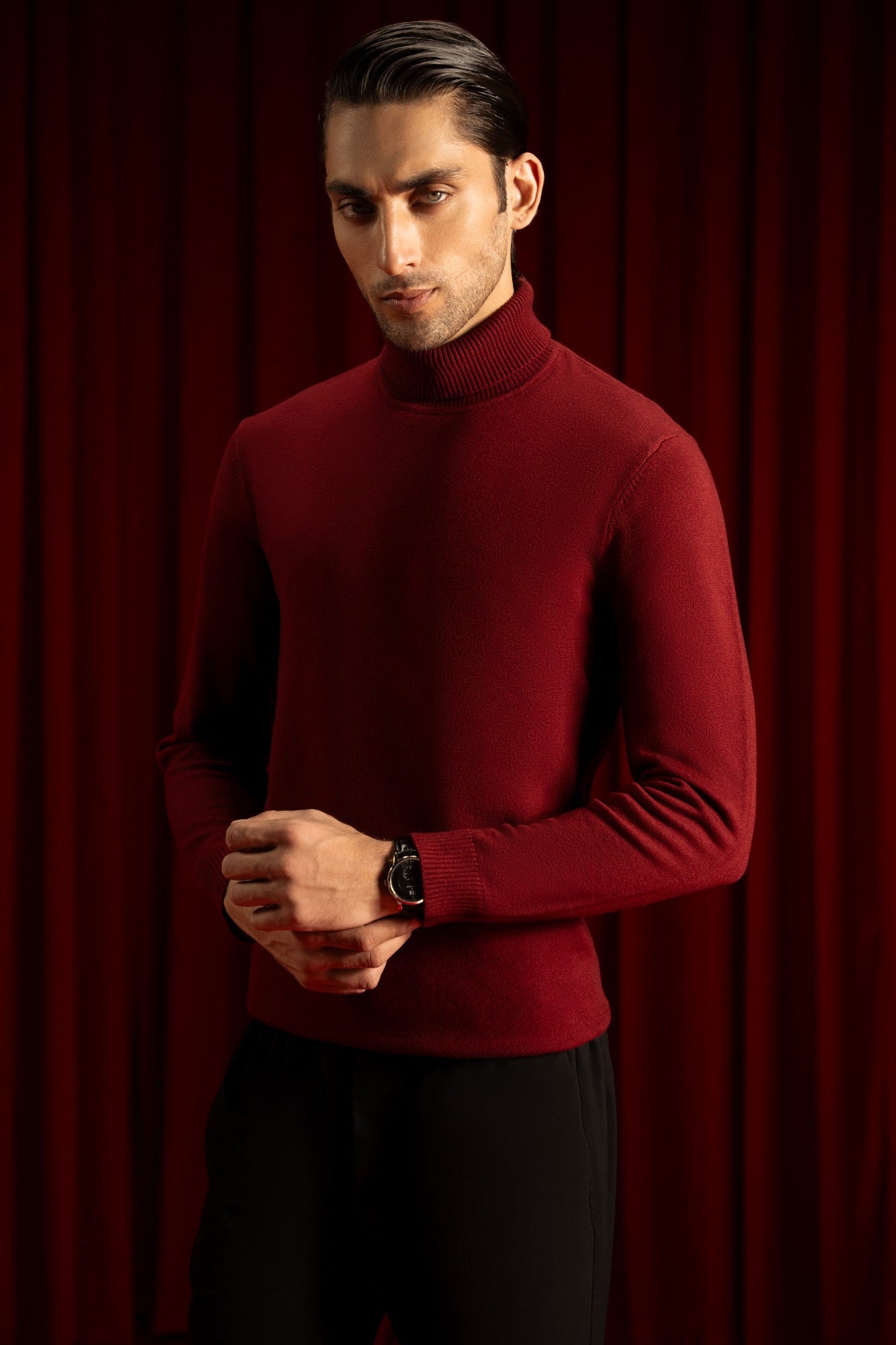 Burgundy Turtleneck Sweater | Cc Swt 0032