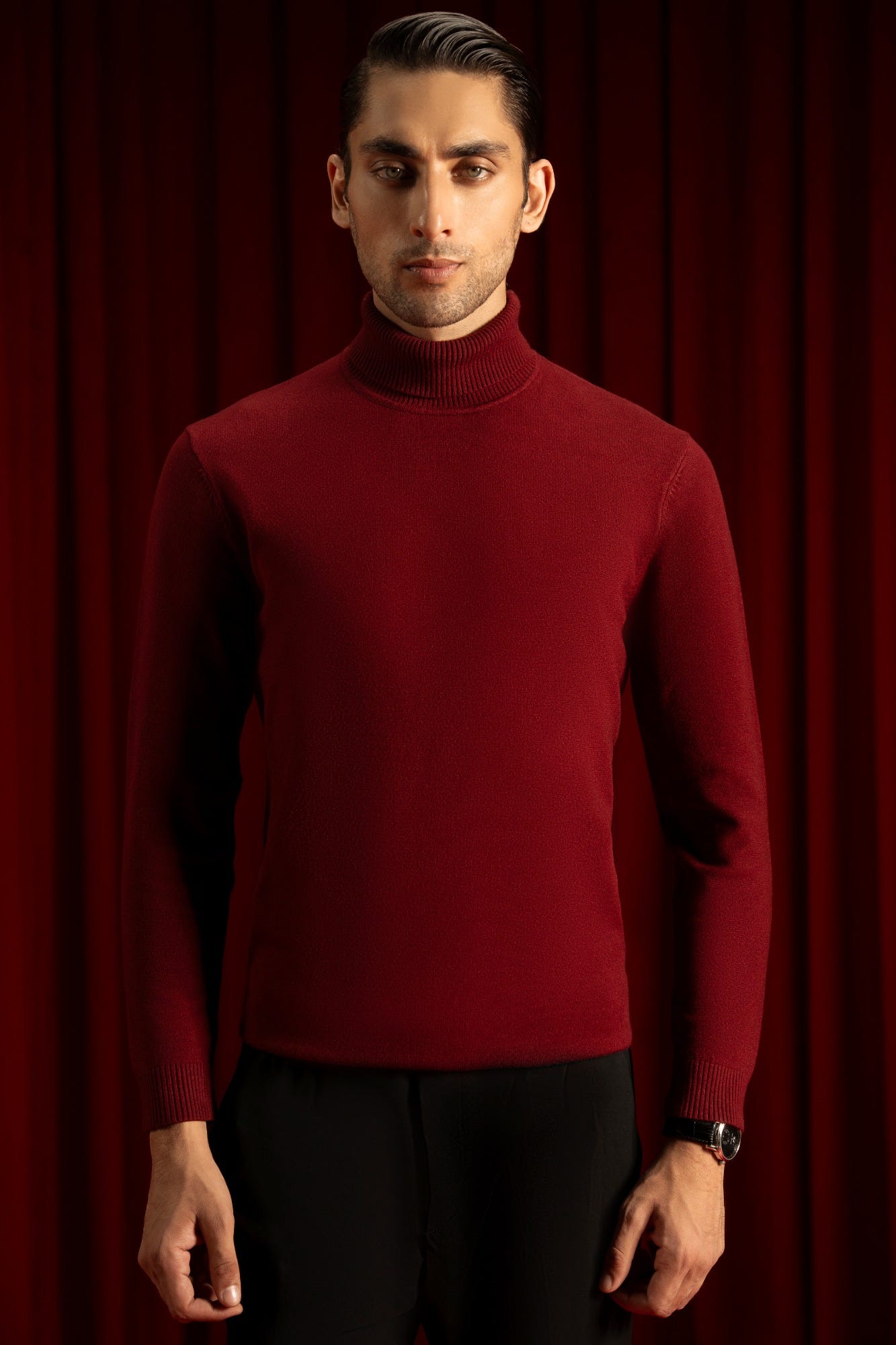 Burgundy Turtleneck Sweater | Cc Swt 0032