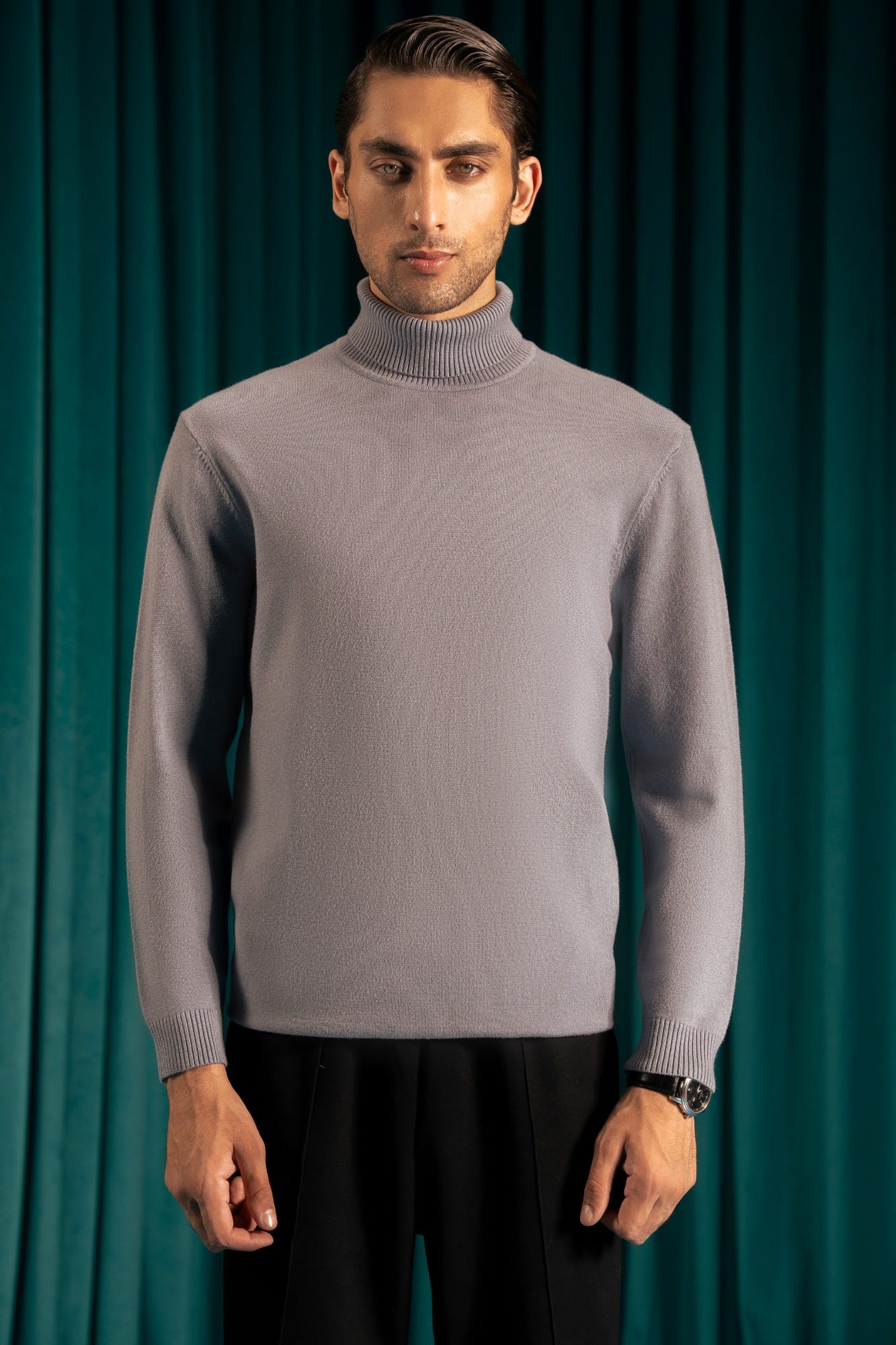 Light Grey Turtleneck Sweater | Cc Swt 0036