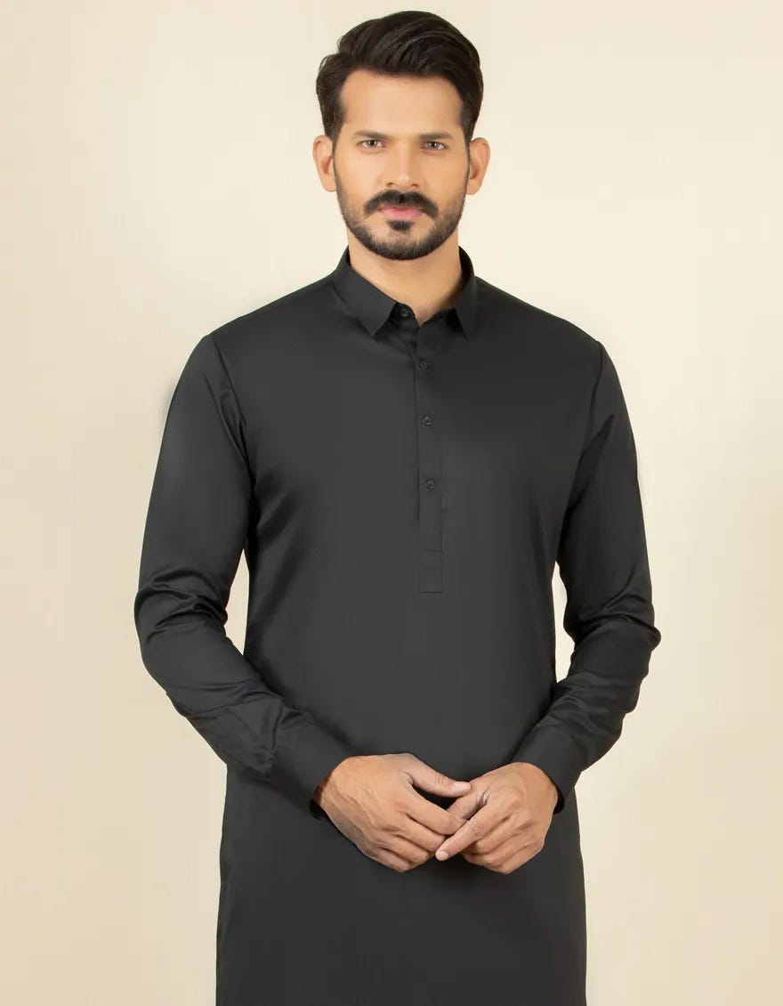 BLACK PLAIN CASUAL KAMEEZ SHALWAR
