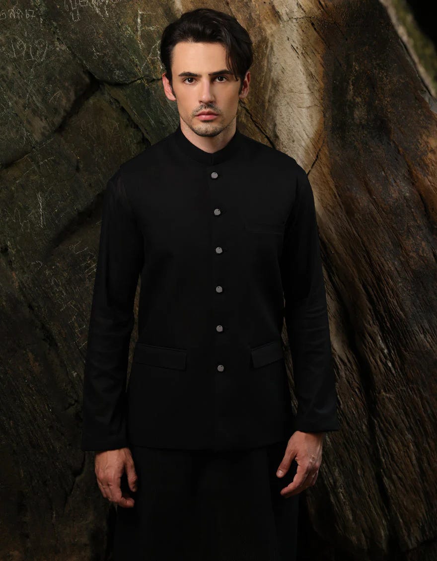 BLACK SUITING WAISTCOAT