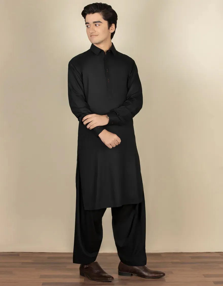 BLACK BLENDED KAMEEZ SHALWAR