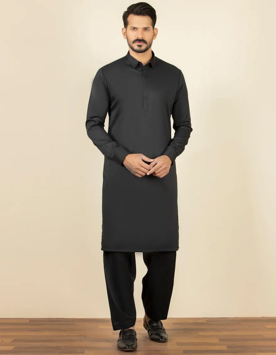 BLACK PLAIN CASUAL KAMEEZ SHALWAR