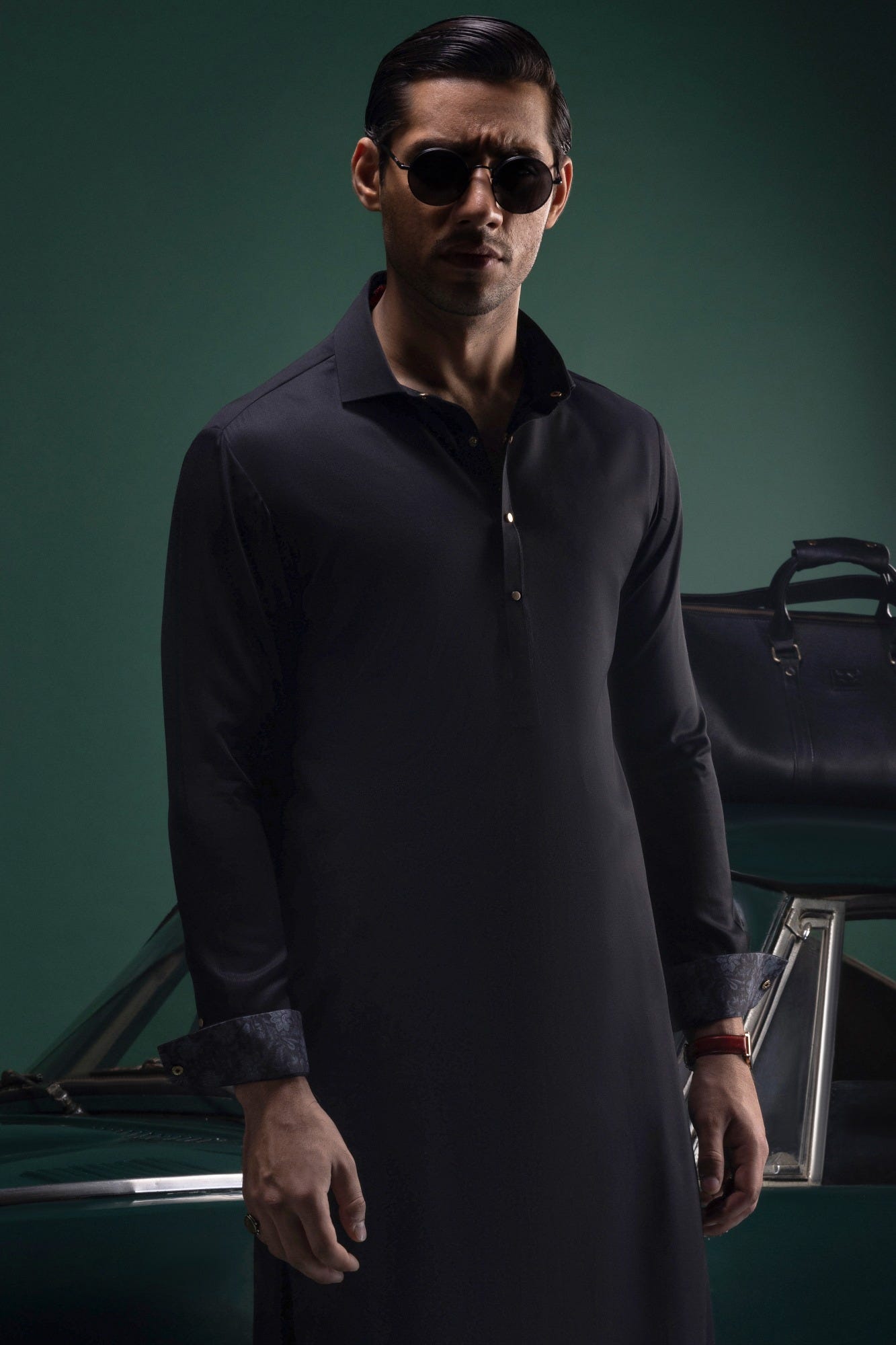 Victoria - Black Cotton Kameez Shalwar