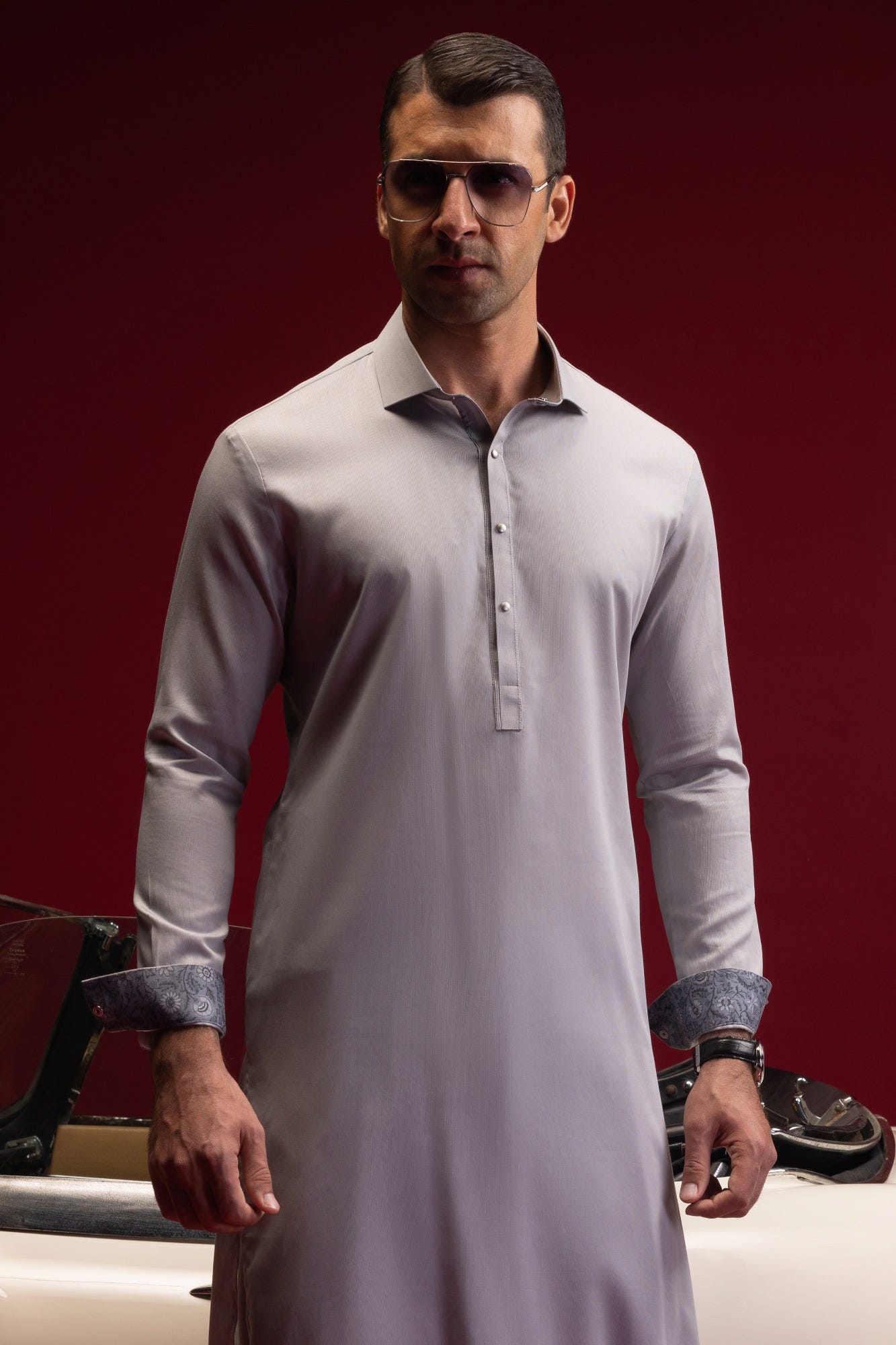 Victoria - Grey Cotton Kameez Shalwar
