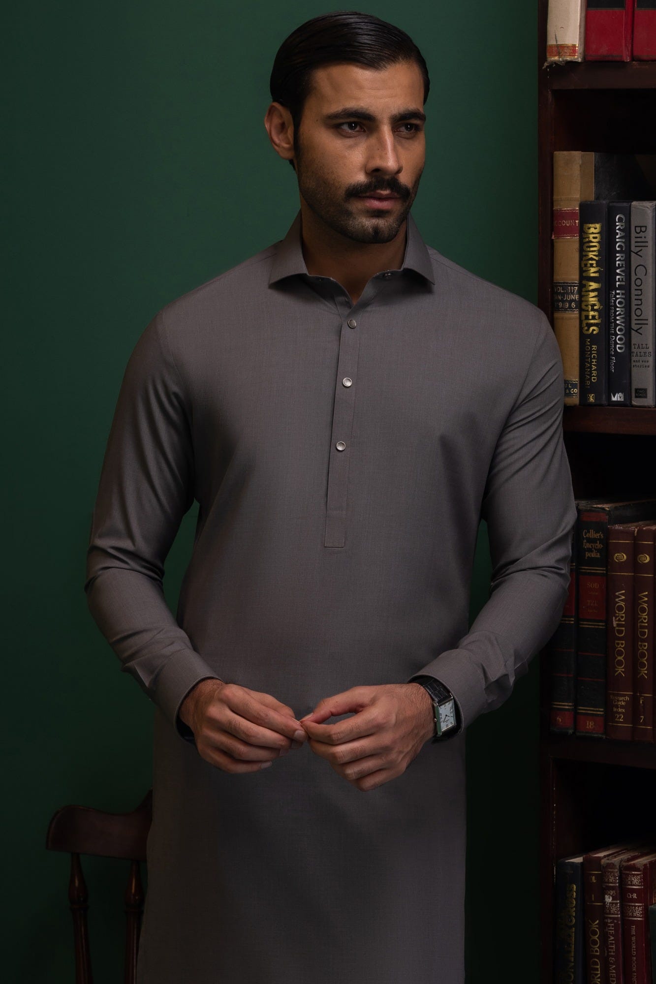 Vienna - Carbon Grey Blended Kameez Shalwar