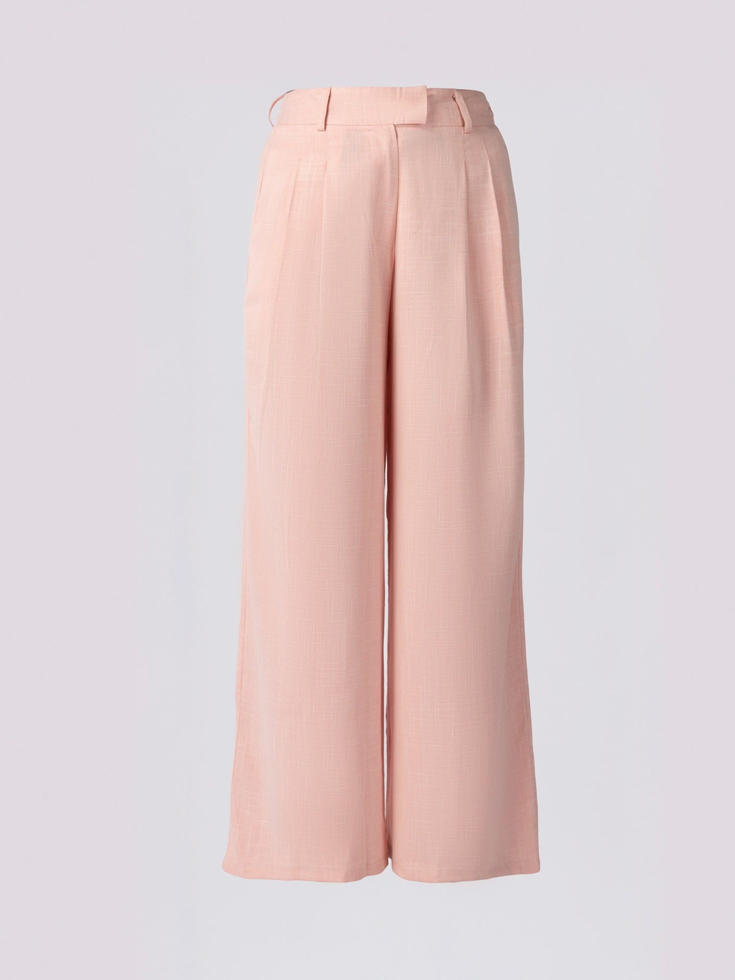 Pink Pleated Wide Leg Trousers