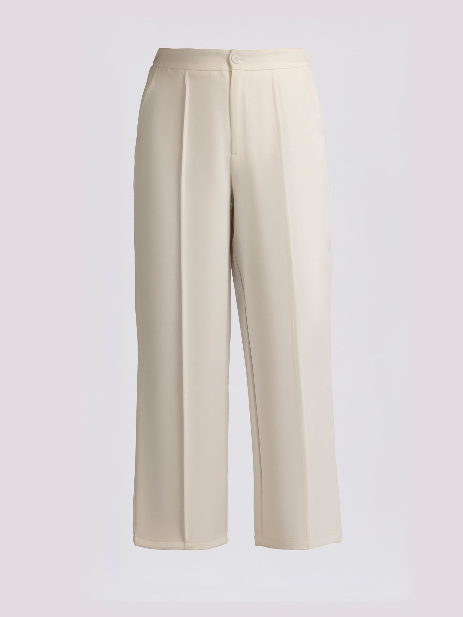 White Pleated Wide Leg Trousers