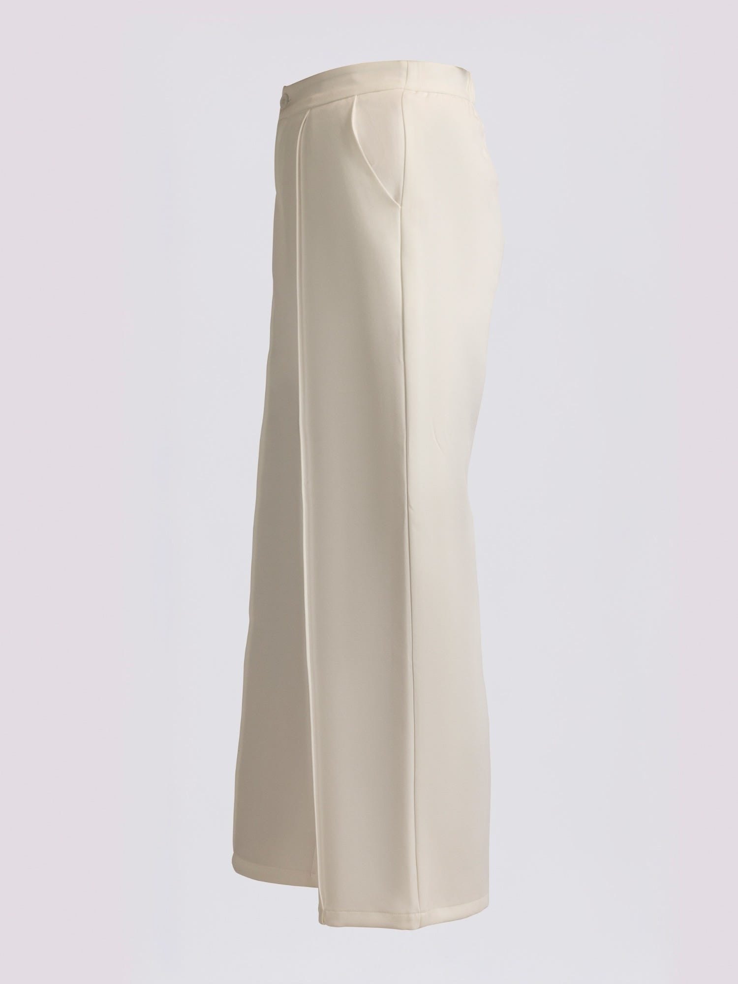 White Pleated Wide Leg Trousers