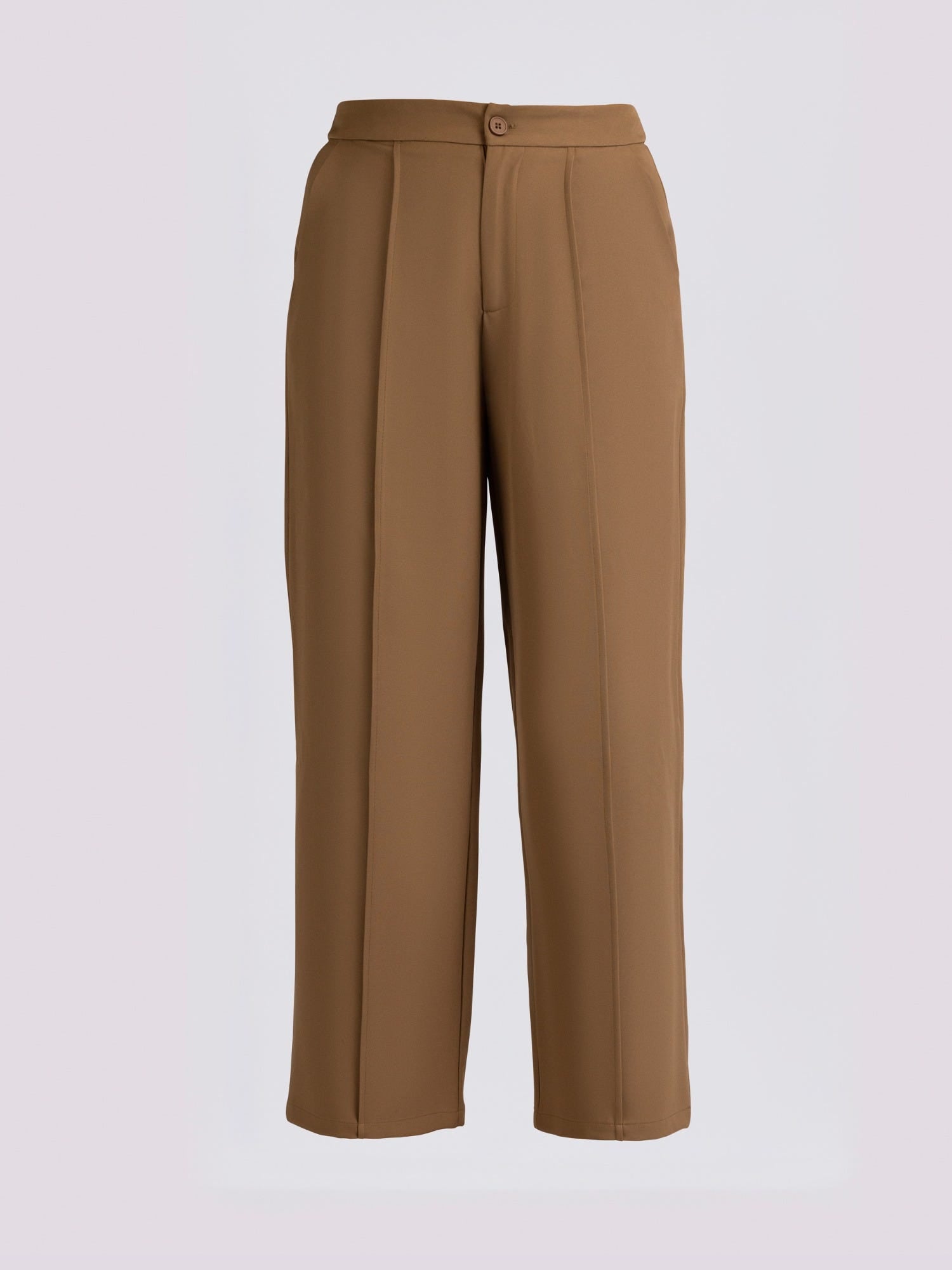 Brown Pleated Wide Leg Trousers