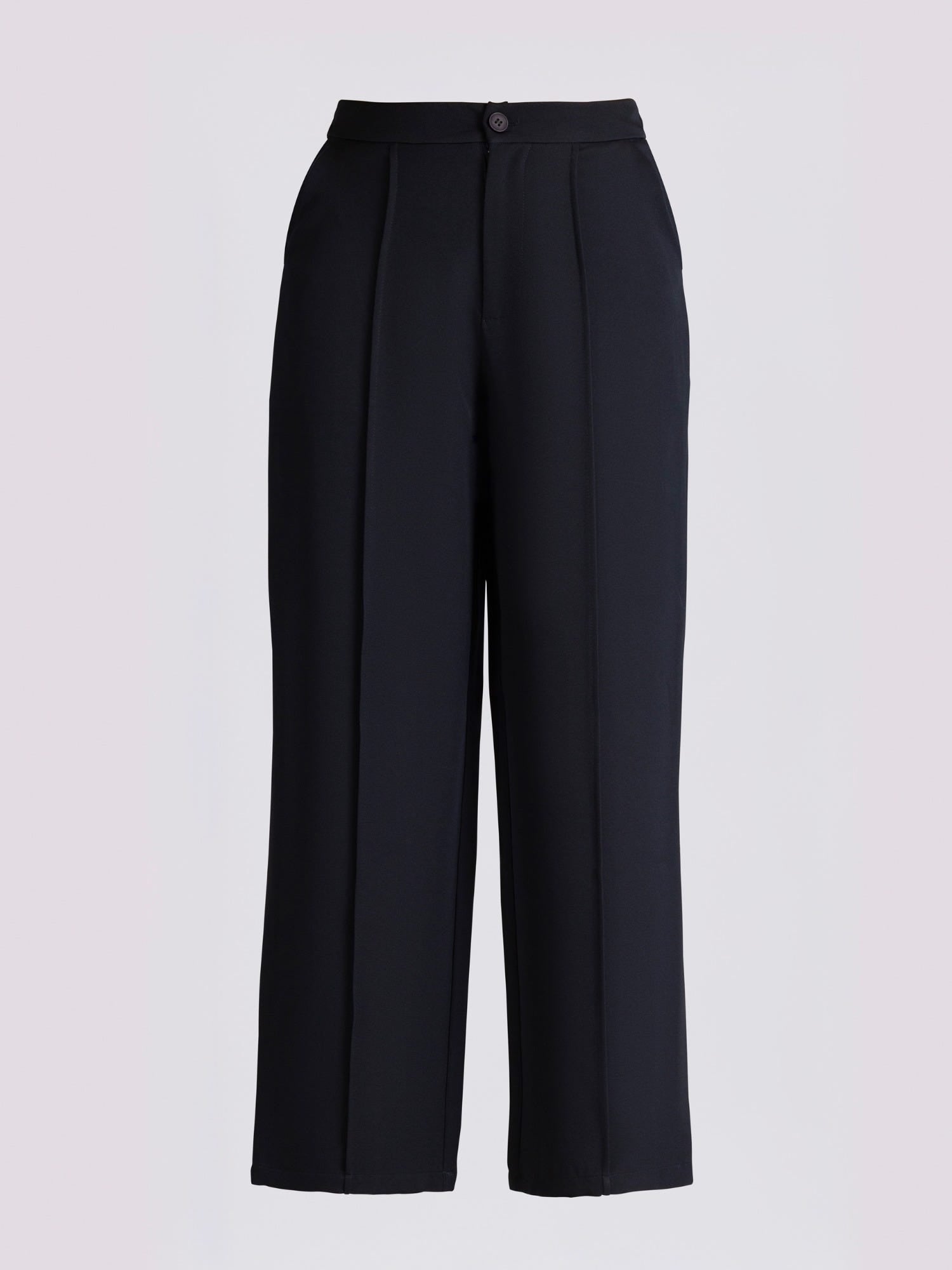 Dark Blue Pleated Wide Leg Trousers