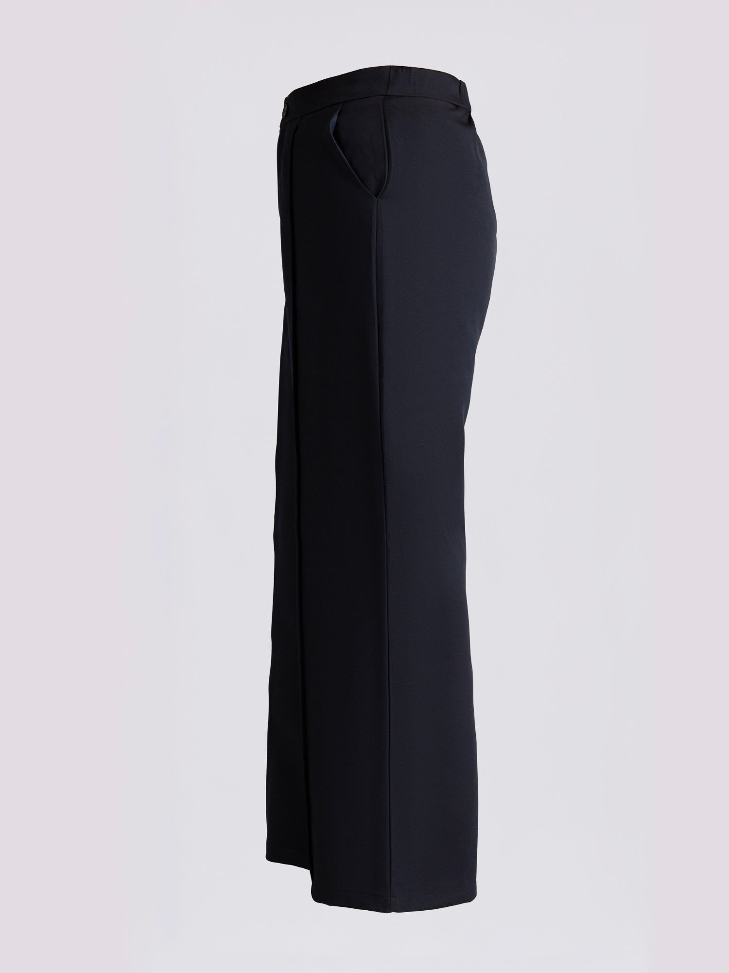 Dark Blue Pleated Wide Leg Trousers