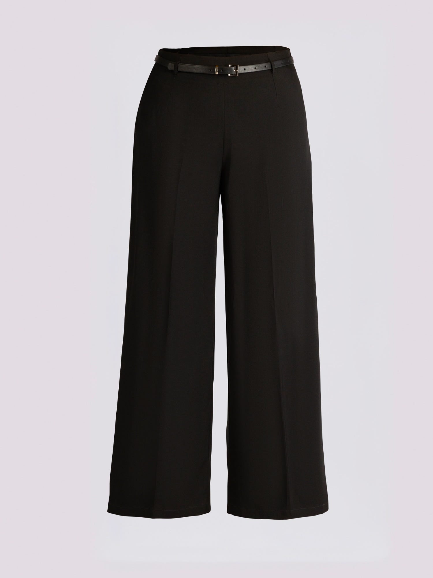 Black High Waist Belted Trousers