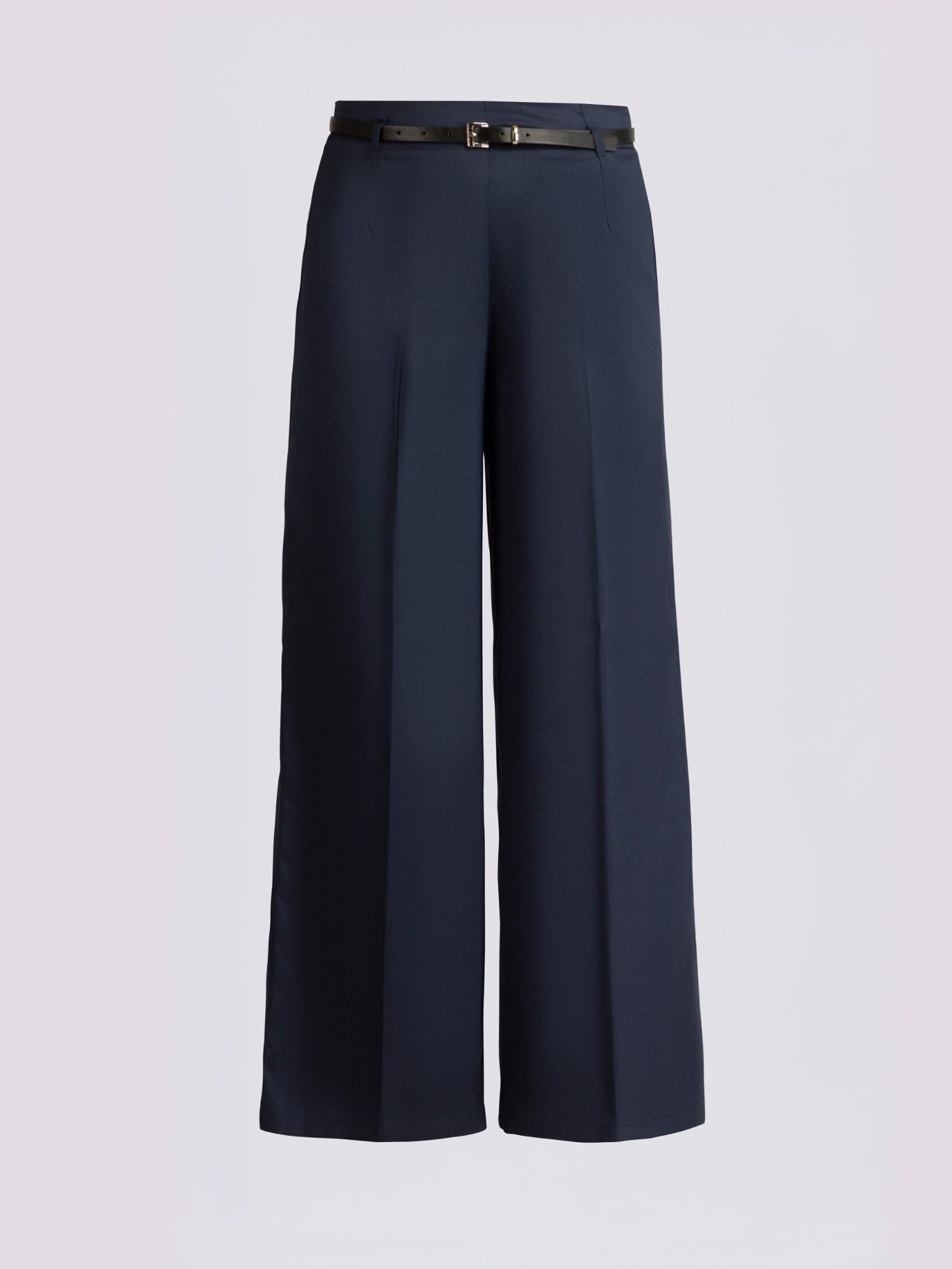 Navy Blue High Waist Belted Trousers