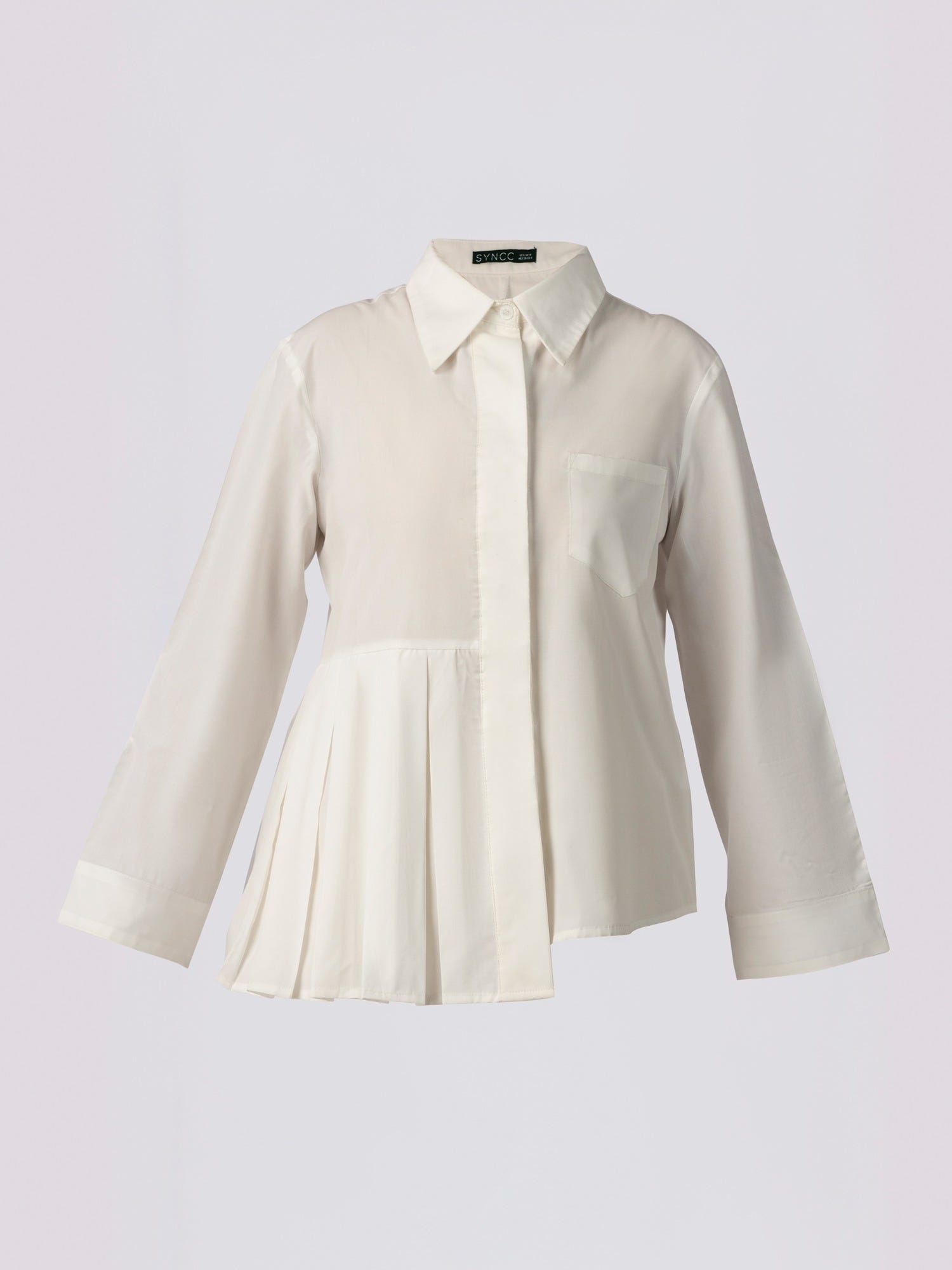 White Pleat-Perfect High-Low Blouse