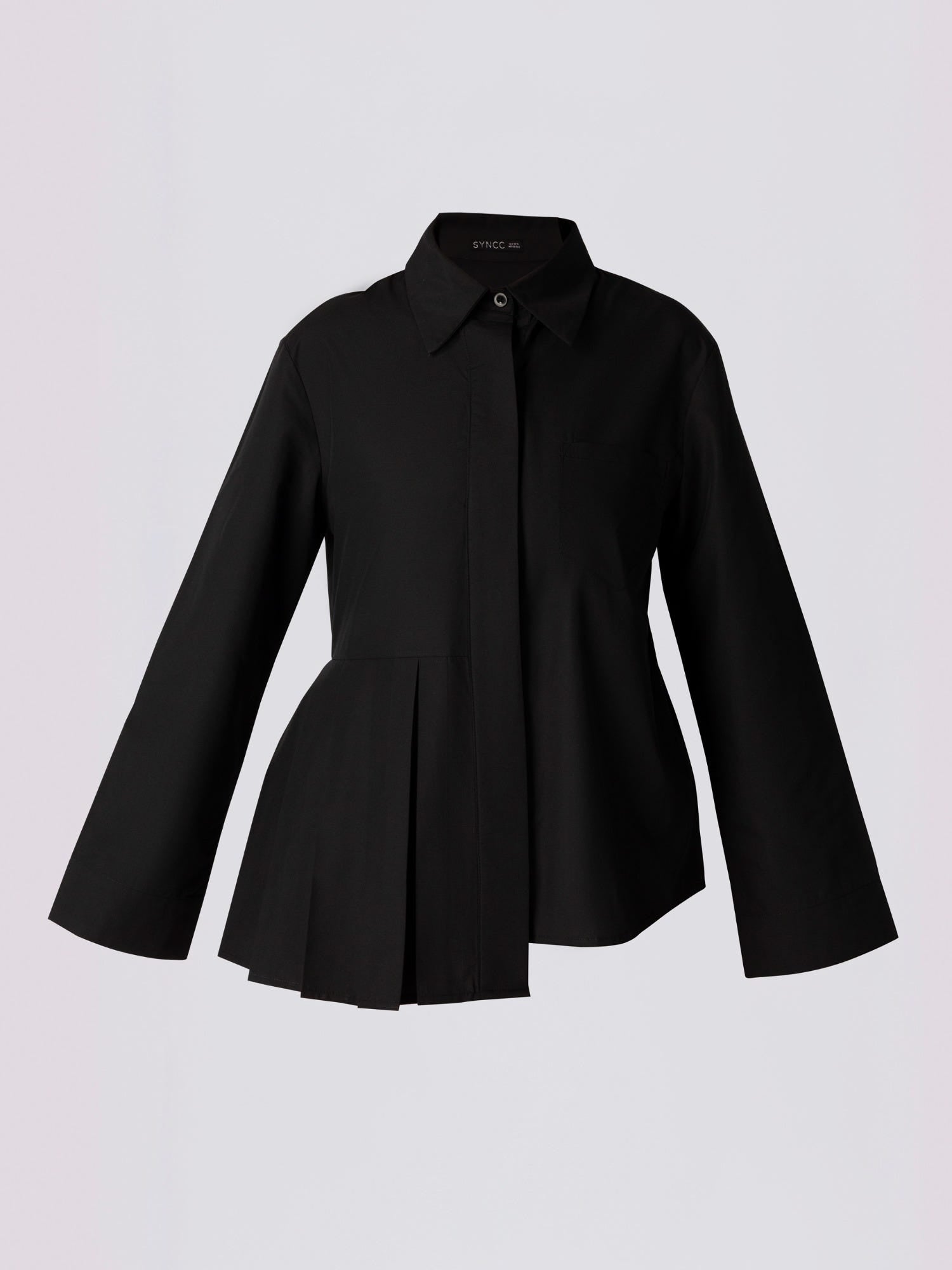 Black Pleat-Perfect High-Low Blouse