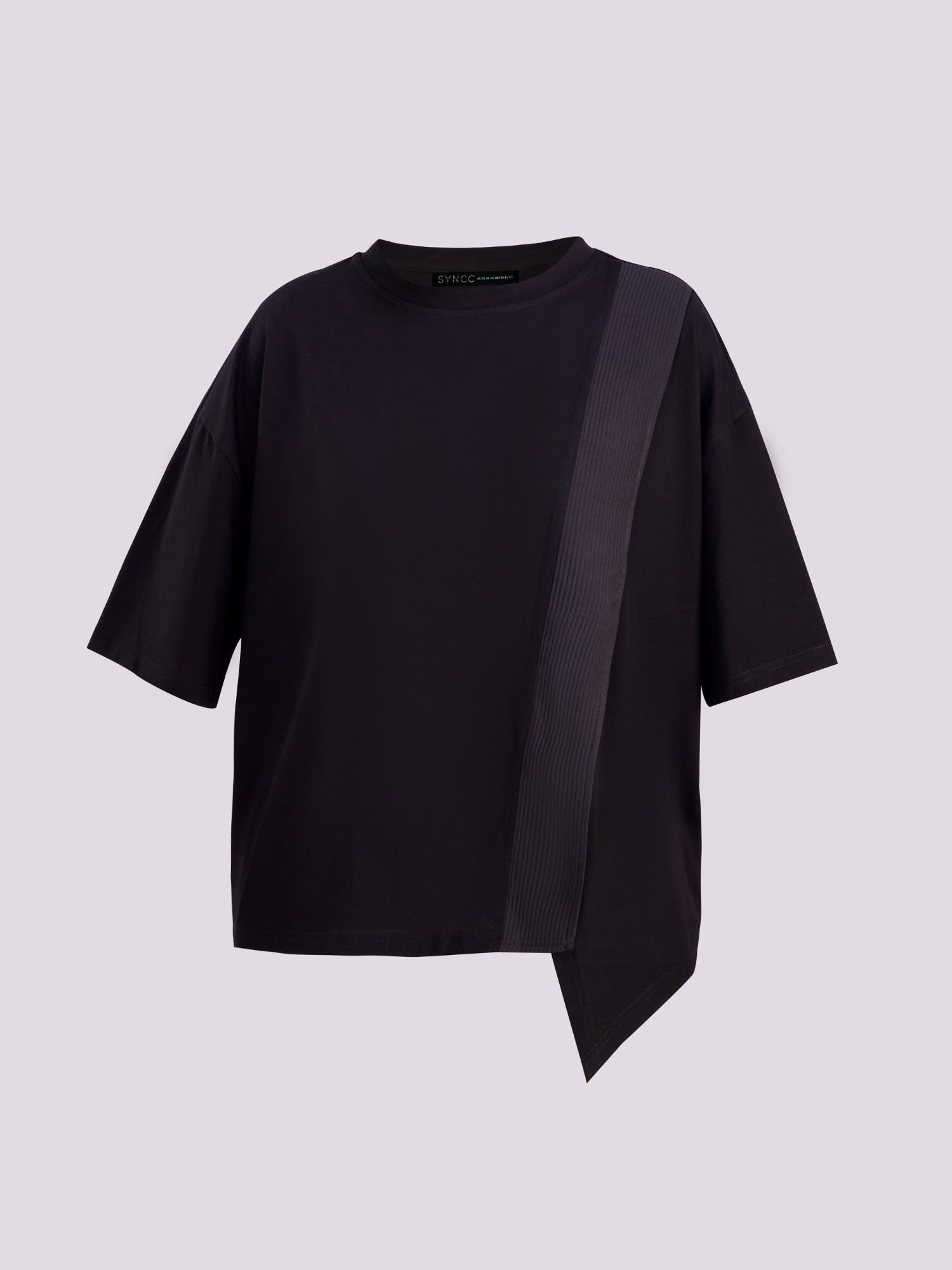 BLACK ASYMMETRICAL T-SHIRT
