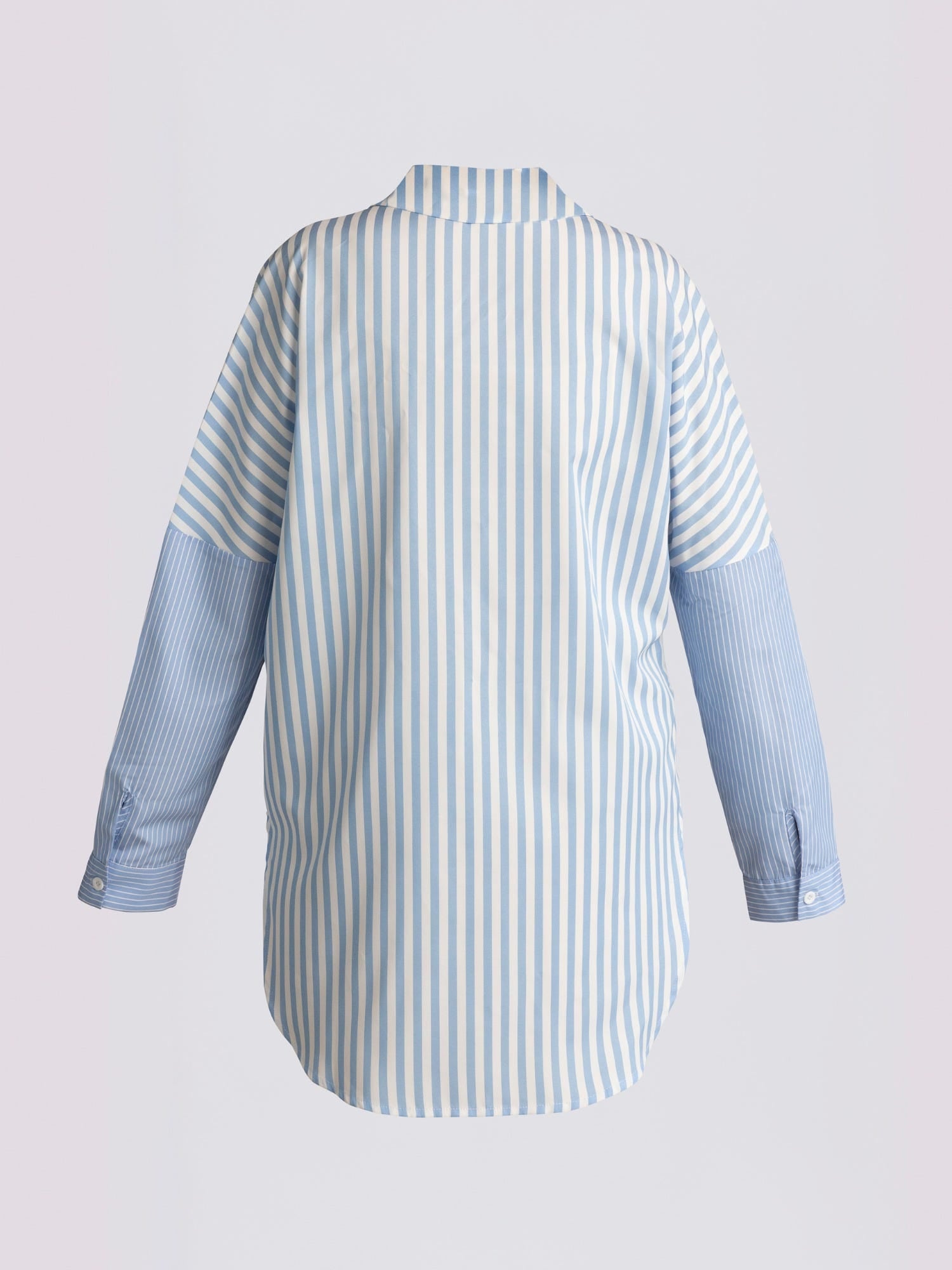 Blue Multi-Directional Striped Oversized Shirt