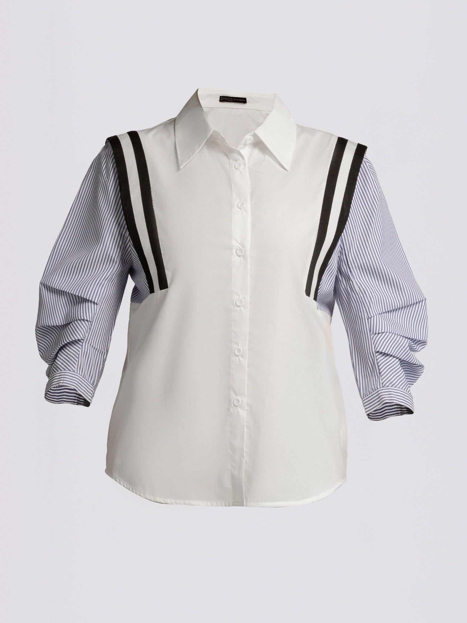 Multi-Block Tuxedo Stripe Blouse