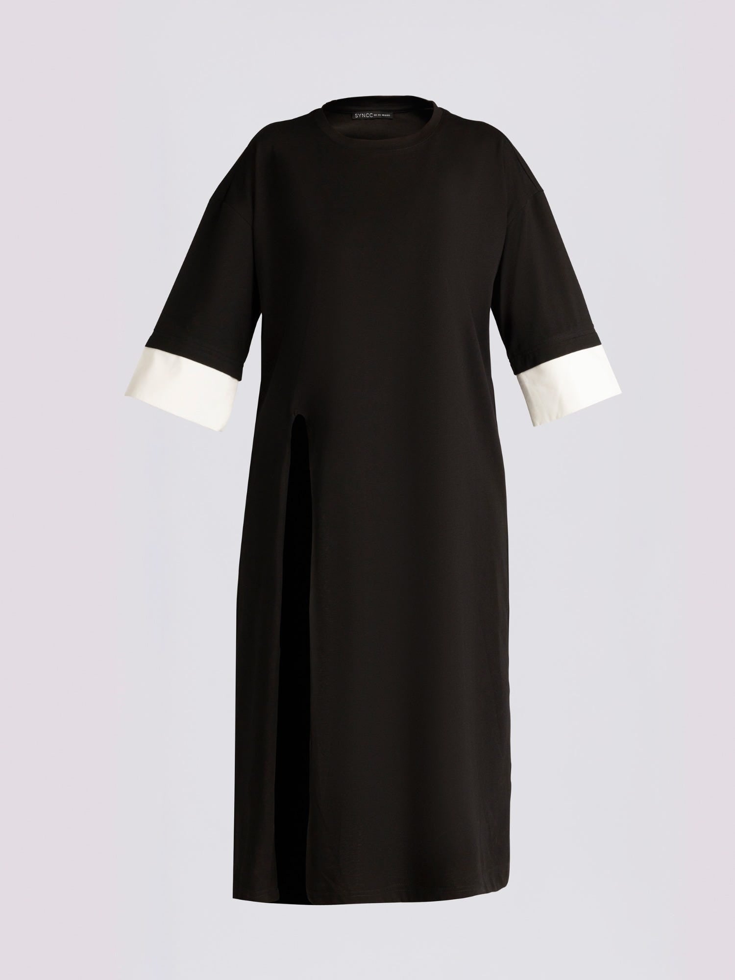 Color-Block Sleeve Slit Dress