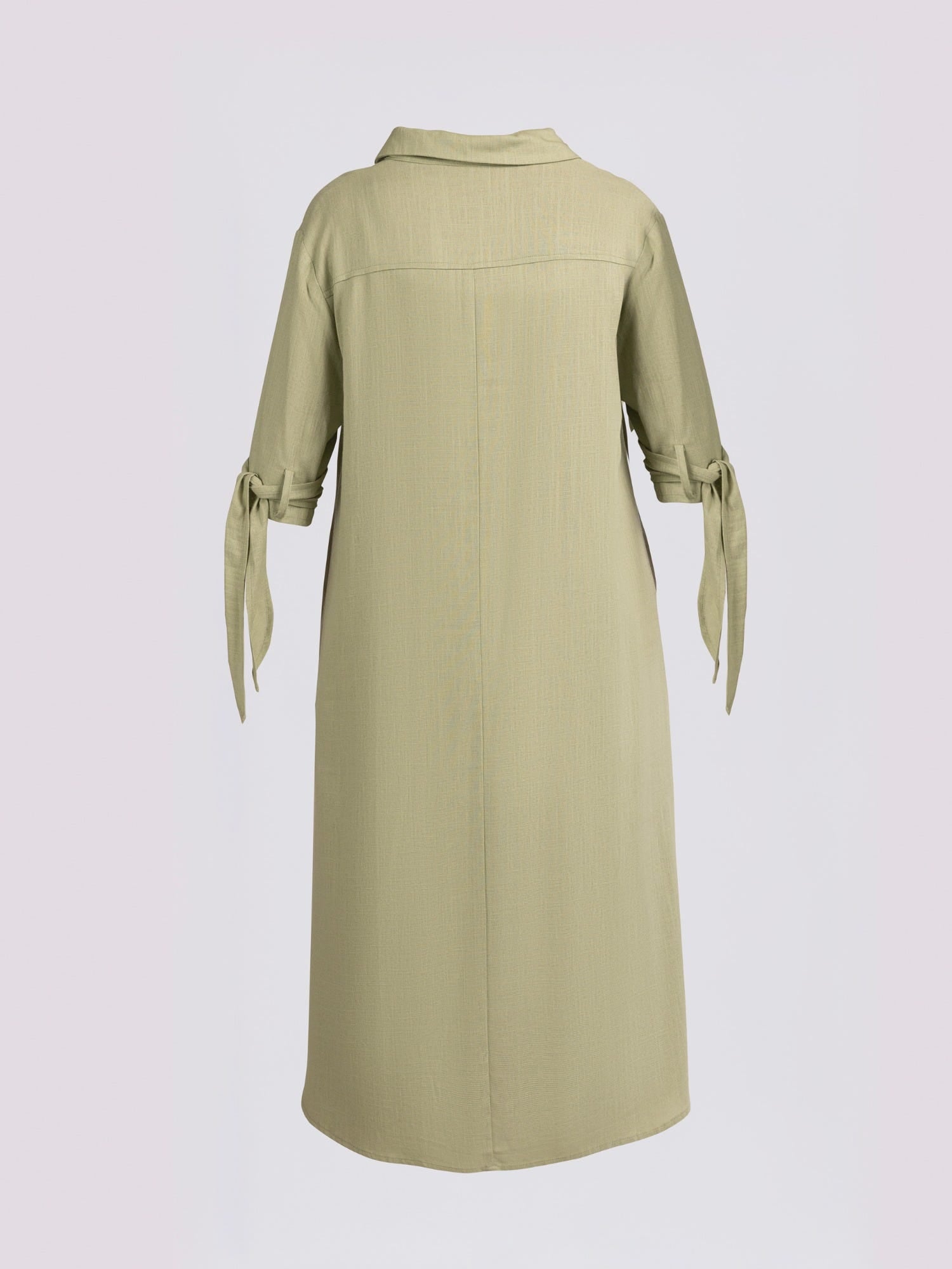 Light Green Tie-Cuff Half-Button Shirt Dress