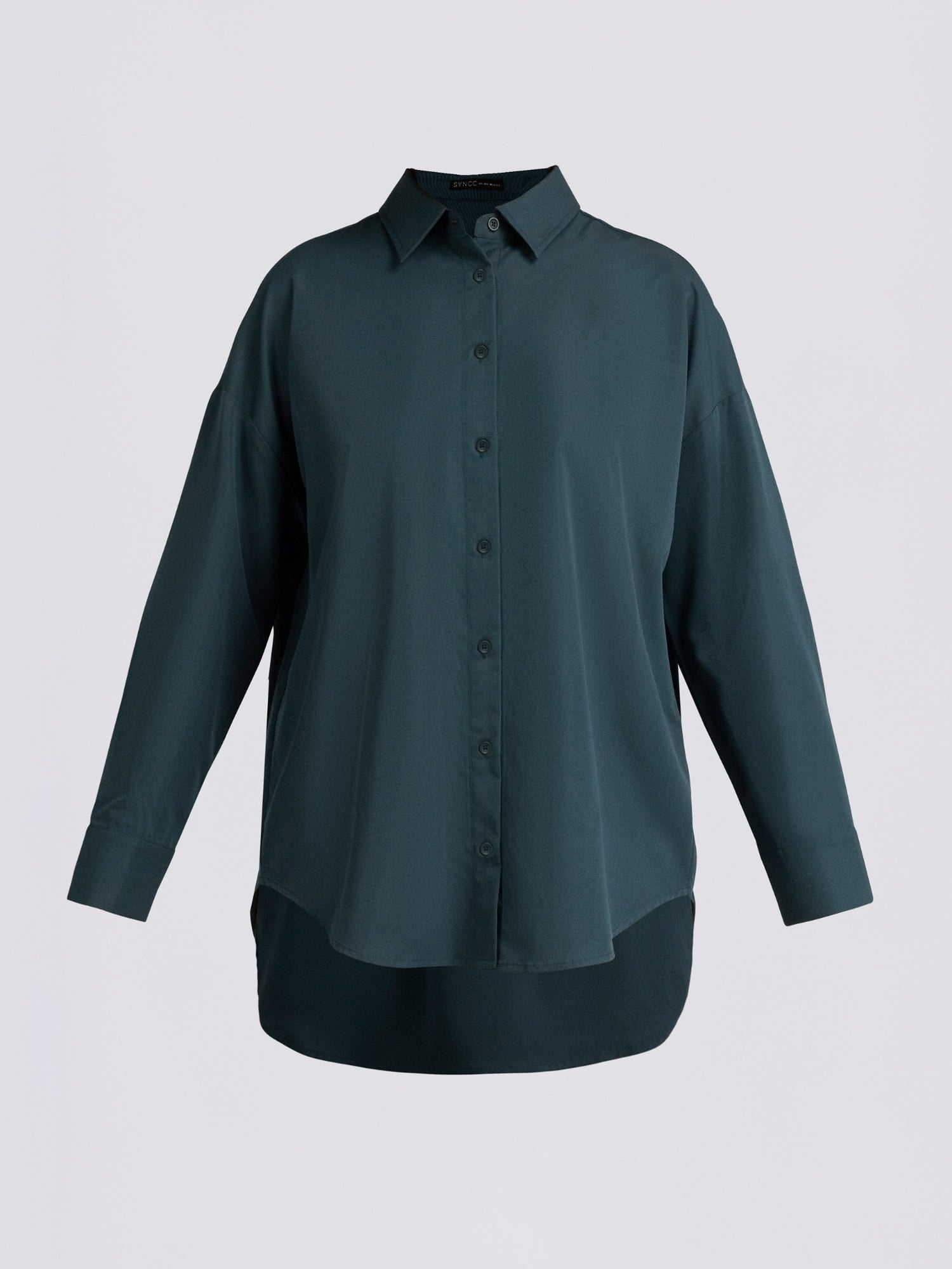 Navy Blue Classic Relaxed Longline Button-Down Shirt