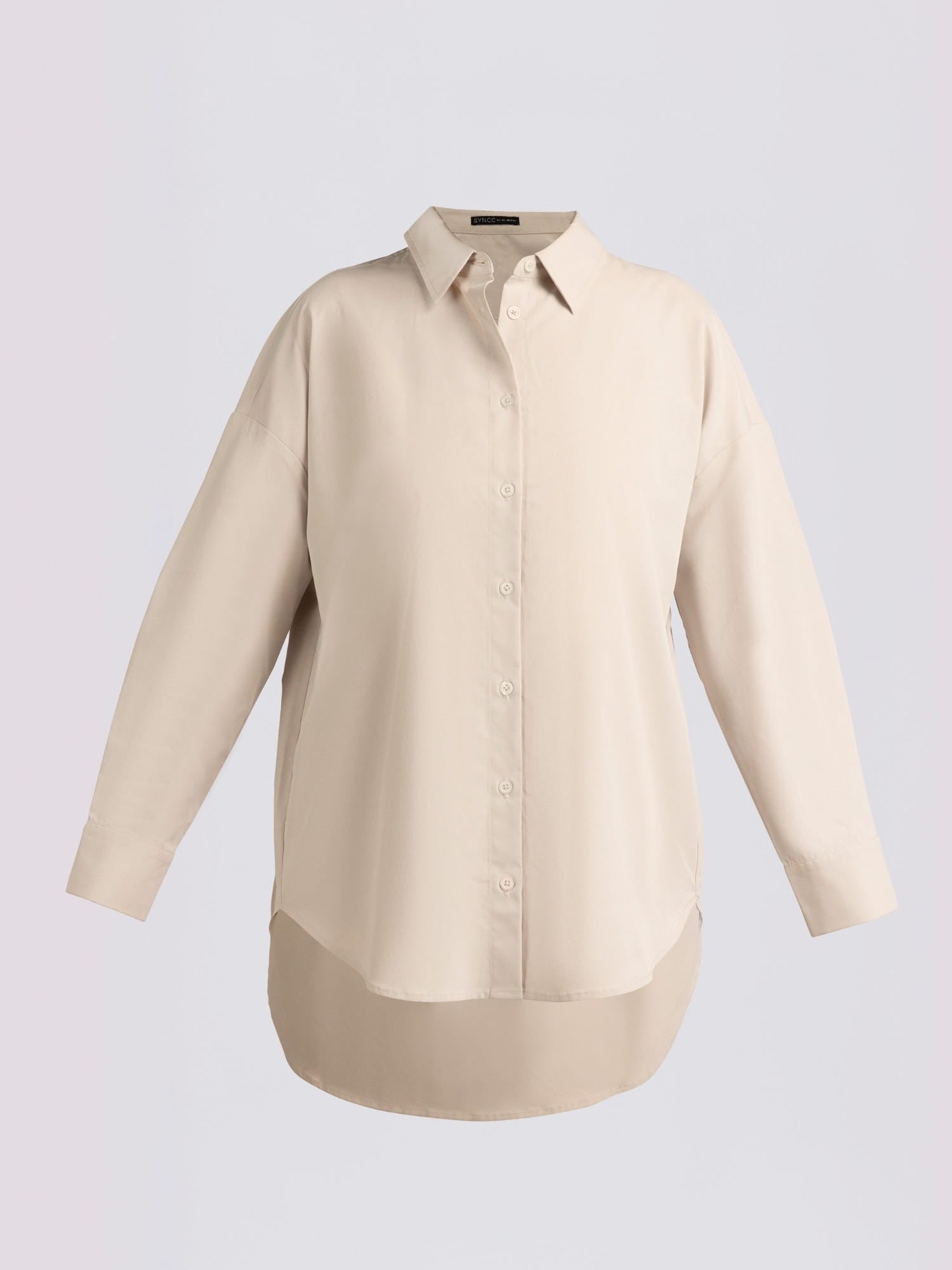 Beige Stepped High-Low Classic Shirt