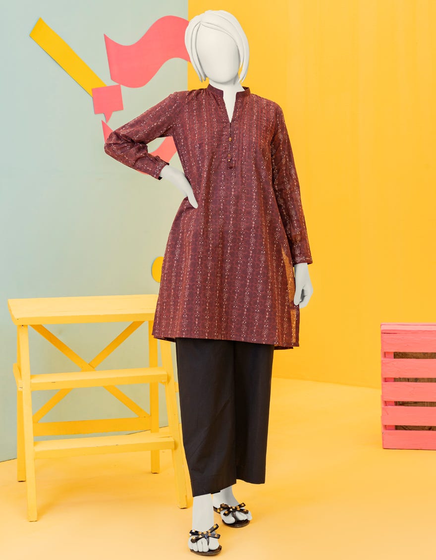 Dull Maroon Lawn Teens Kurti | Jygk-S-Ygkl-103-24