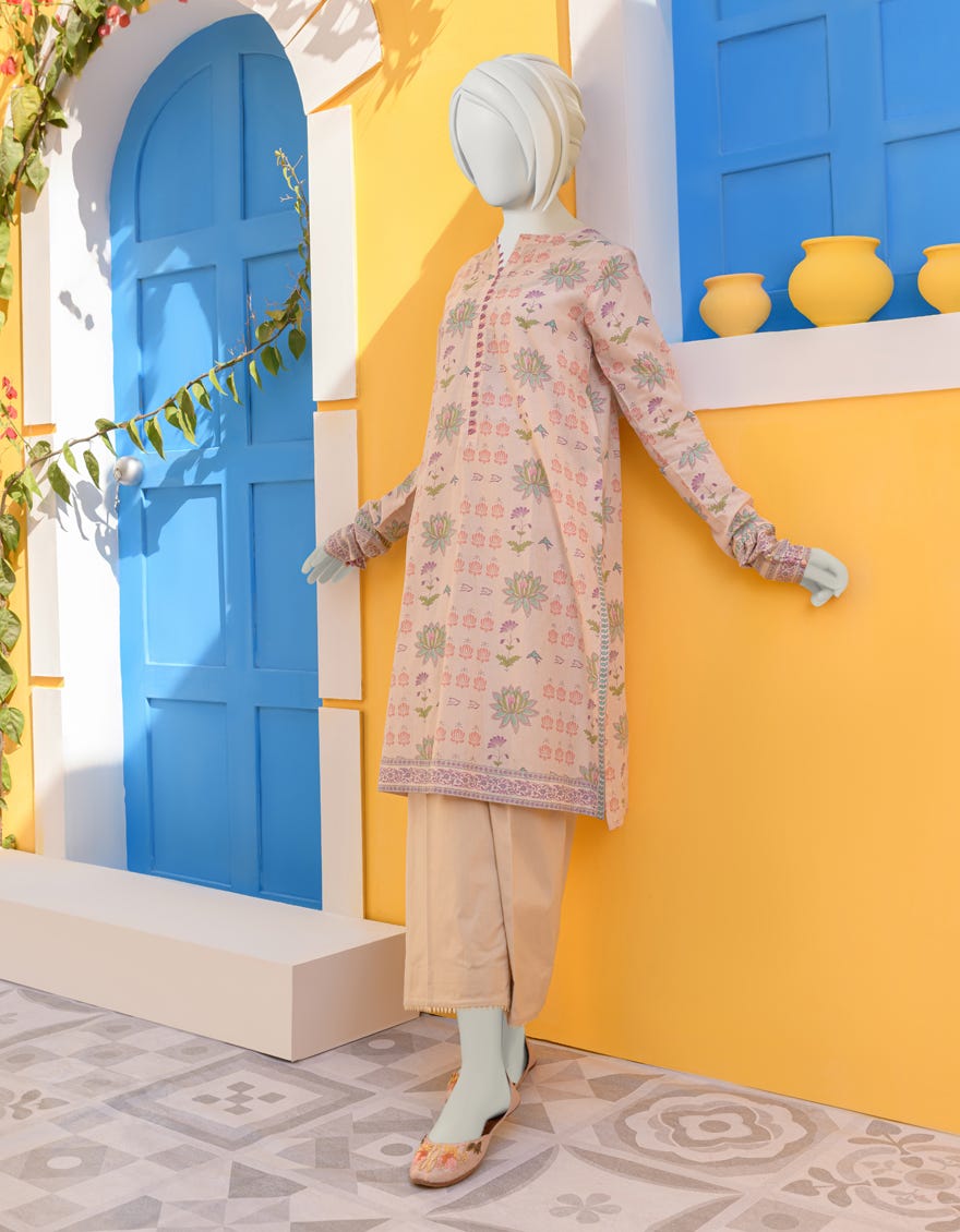 Peach Lawn Kurti | Jygk-Ygkl-S-104-23