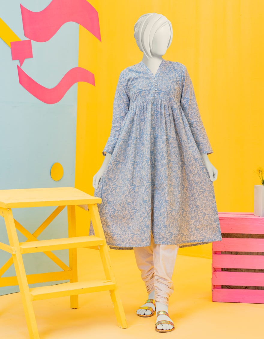 Light Blue Lawn Teens Kurti | Jygk-S-Ygkl-106-24