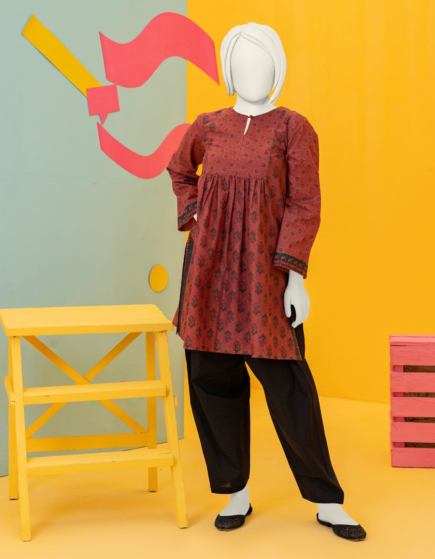 Rust Lawn Teens Kurti | Jygk-S-Ygkl-110-24